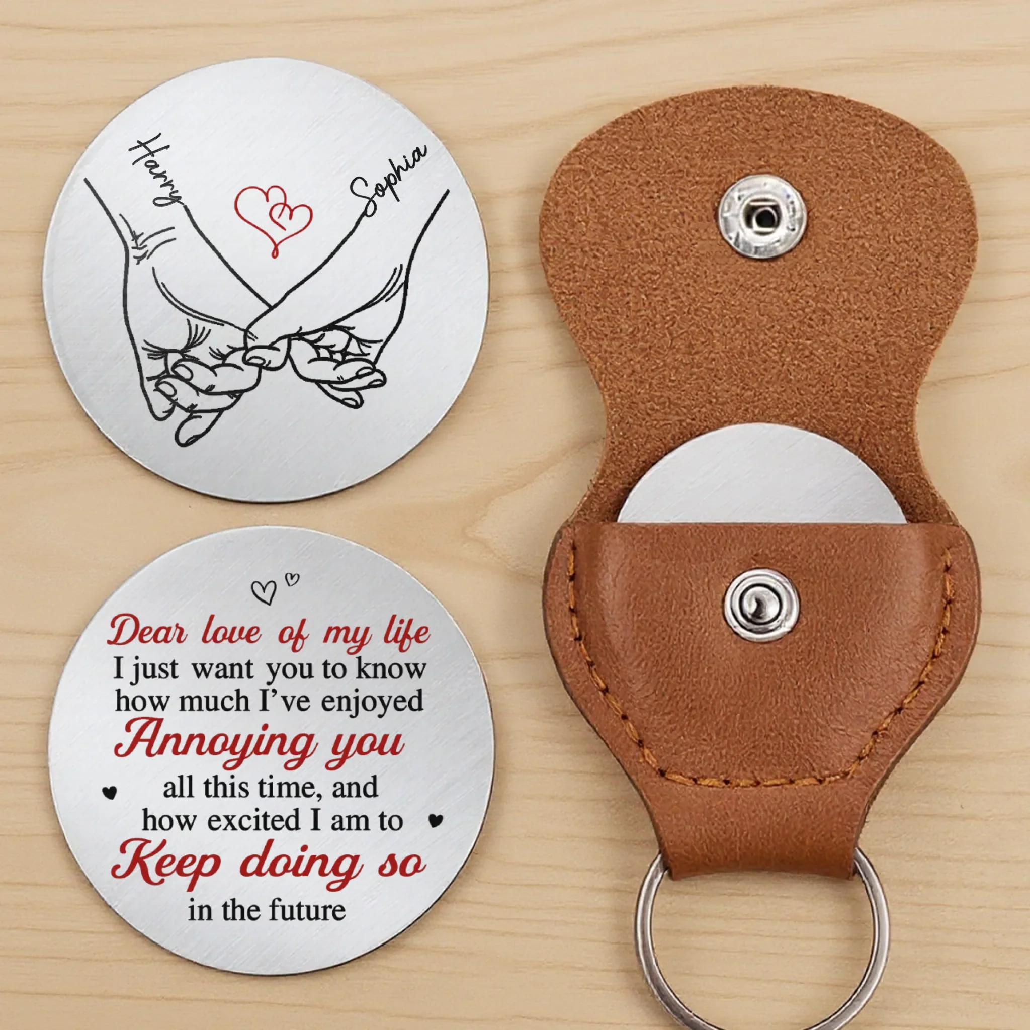 Custom Pocket Hug - Personalized Anniversary Wedding Gifts For Husband And Wife, Him And Her - Love Feels Safe With You - Image 2