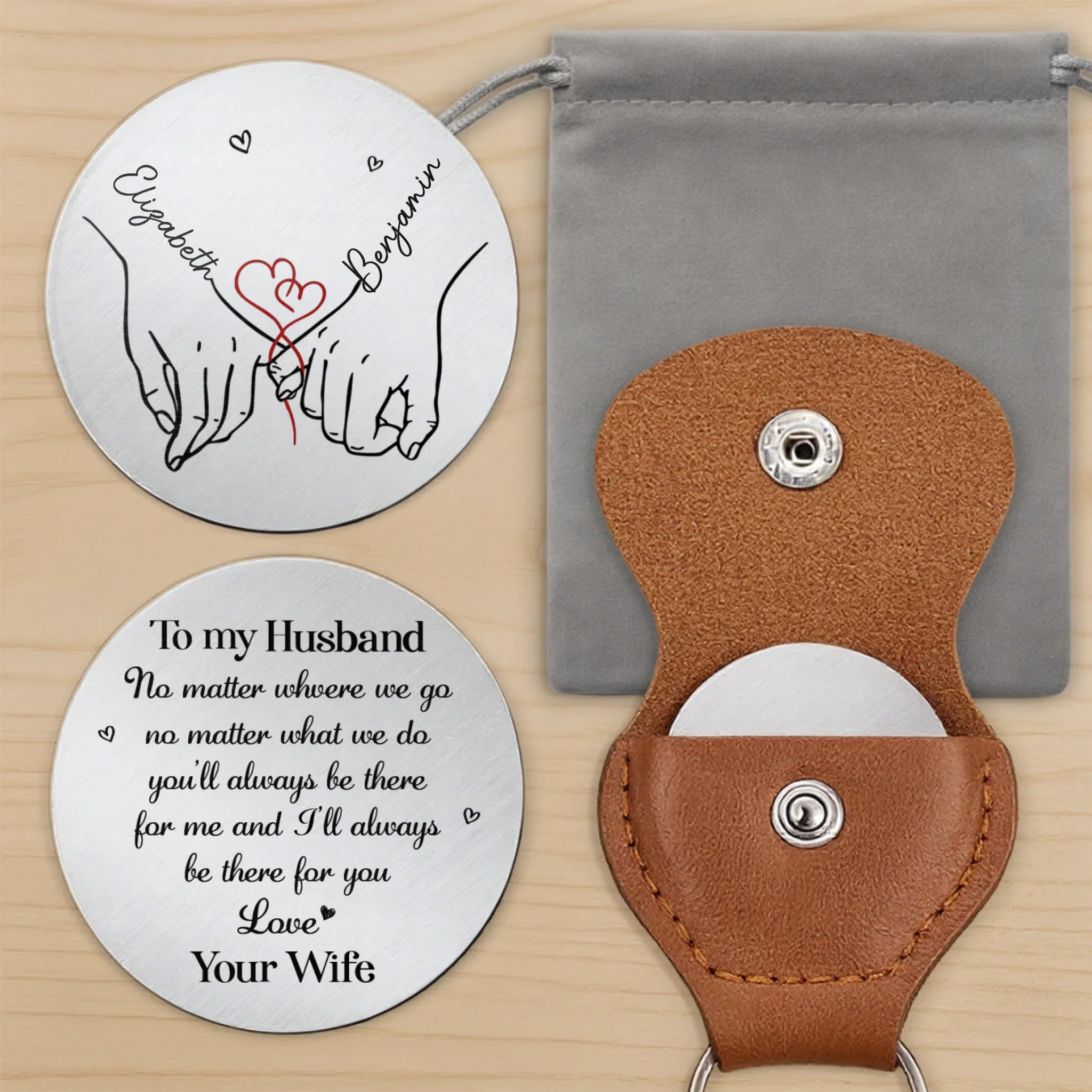 Custom Pocket Hug - Personalized Anniversary Wedding Gifts For Husband And Wife, Him And Her - Love Feels Steady With You - Image 11