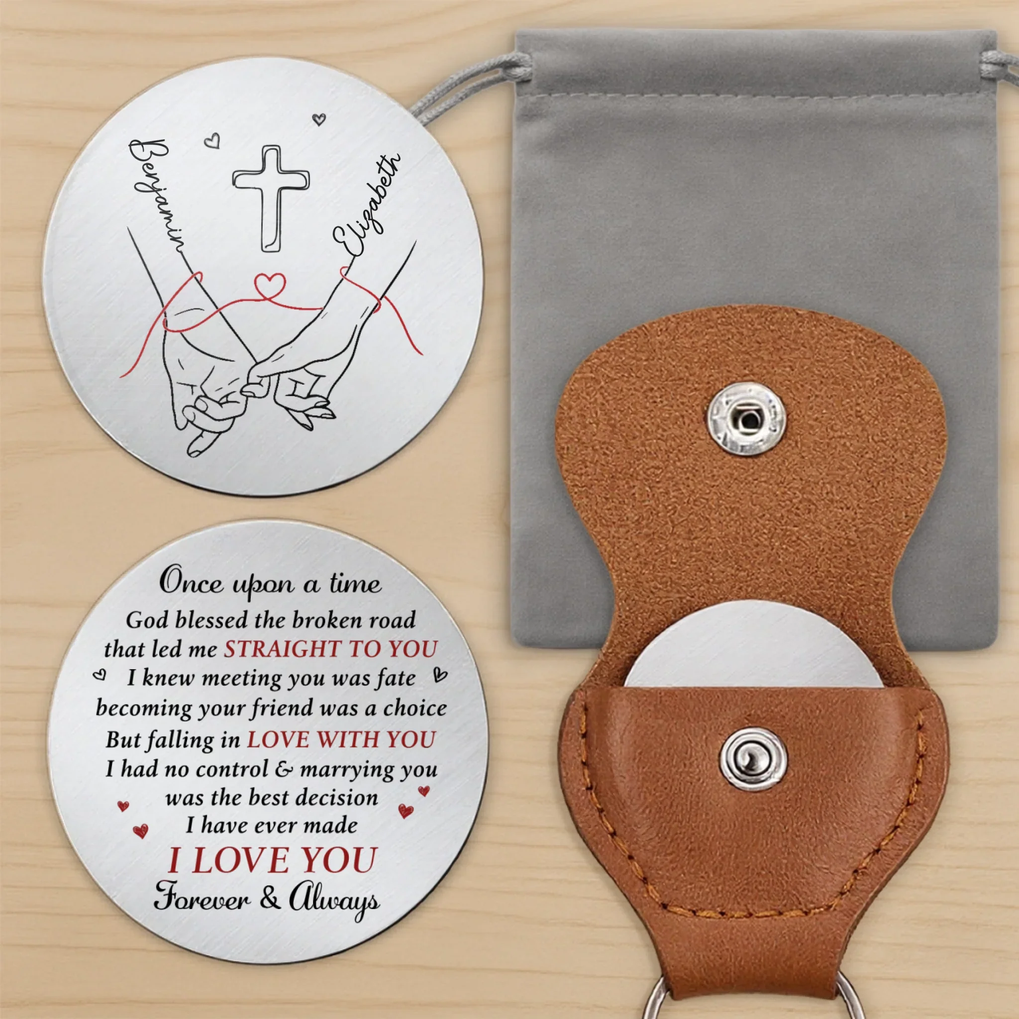 Custom Pocket Hug - Personalized Anniversary Wedding Gifts For Husband And Wife, Him And Her - Love Lives In Us - Image 10
