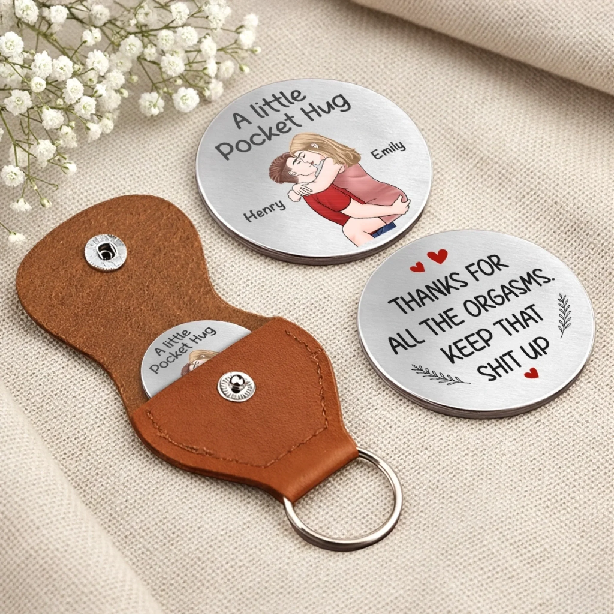 Custom Pocket Hug - Personalized Anniversary Wedding Gifts For Husband And Wife, Him And Her - Tiny Hug Endless Love - Image 4