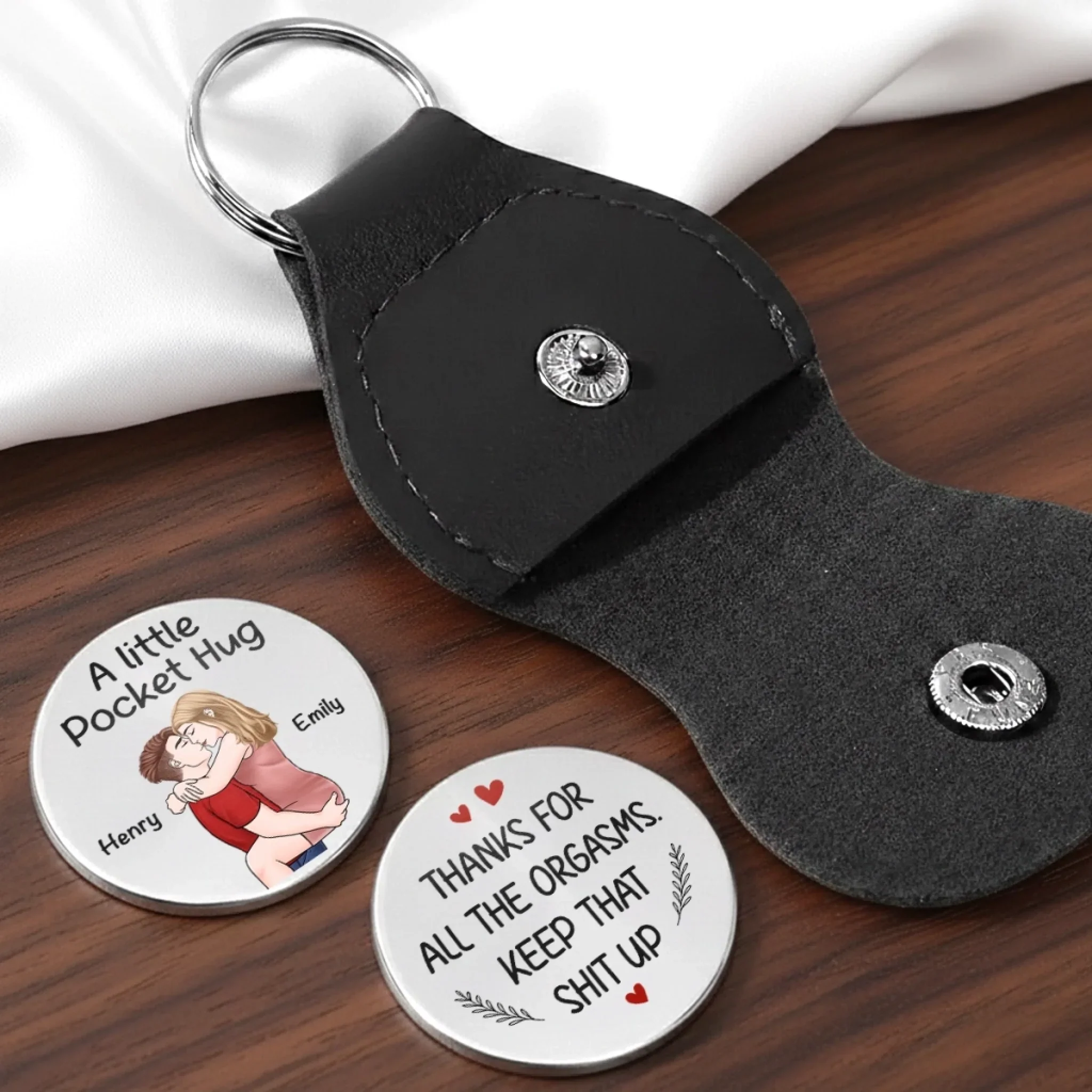 Custom Pocket Hug - Personalized Anniversary Wedding Gifts For Husband And Wife, Him And Her - Tiny Hug Endless Love - Image 5