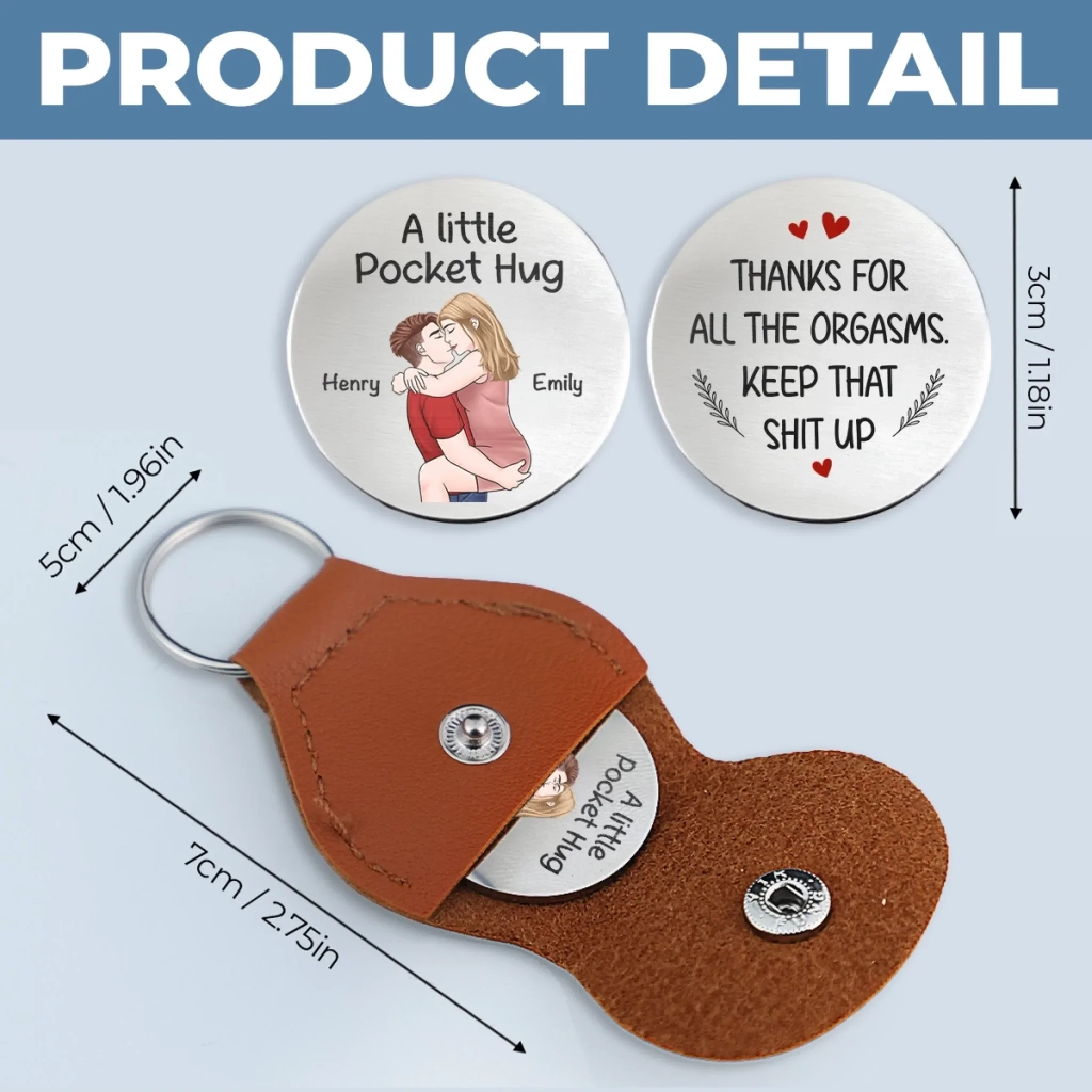 Custom Pocket Hug - Personalized Anniversary Wedding Gifts For Husband And Wife, Him And Her - Tiny Hug Endless Love - Image 9