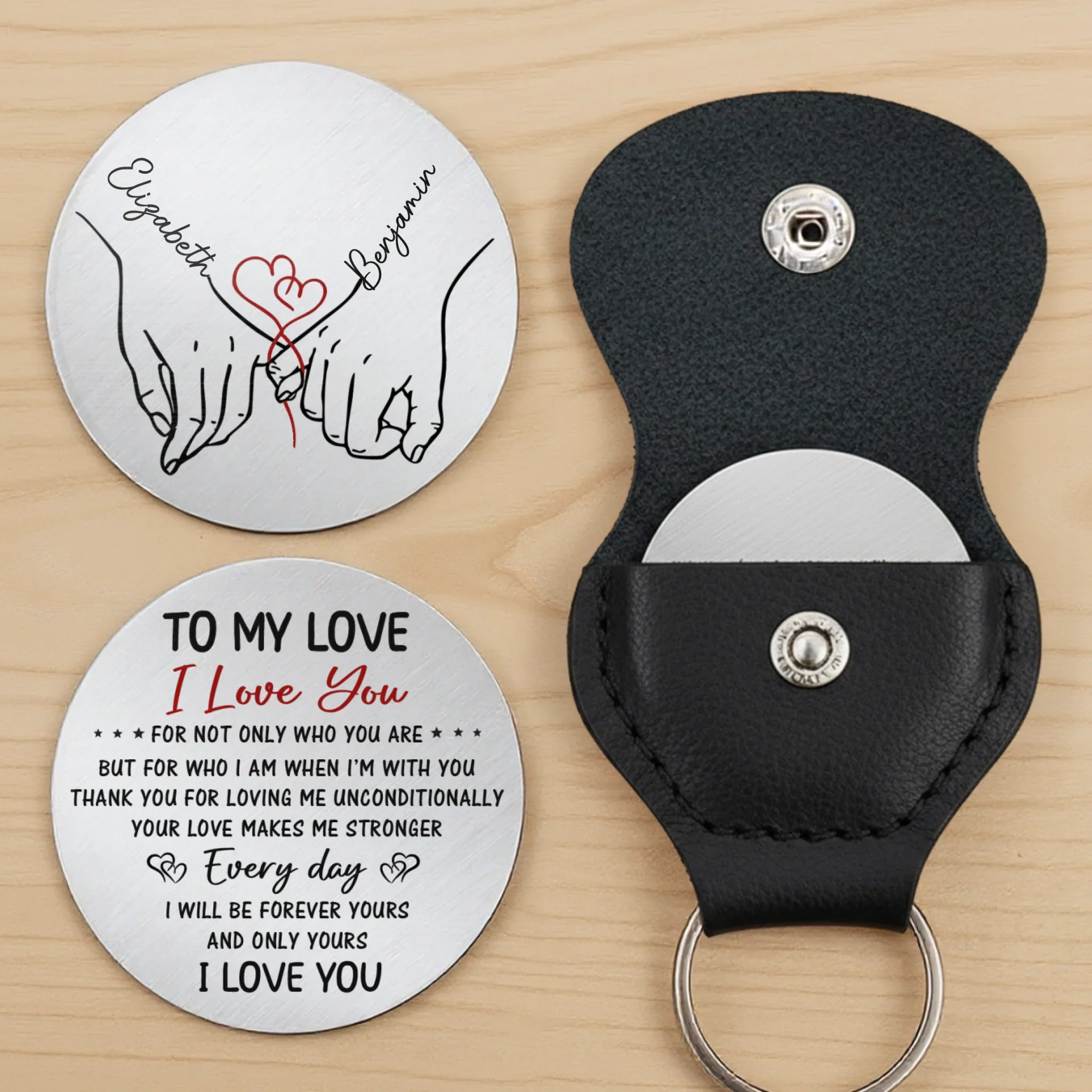 Custom Pocket Hug - Personalized Anniversary Wedding Gifts For Husband And Wife, Him And Her - Together Feels Calm And Right - Image 3