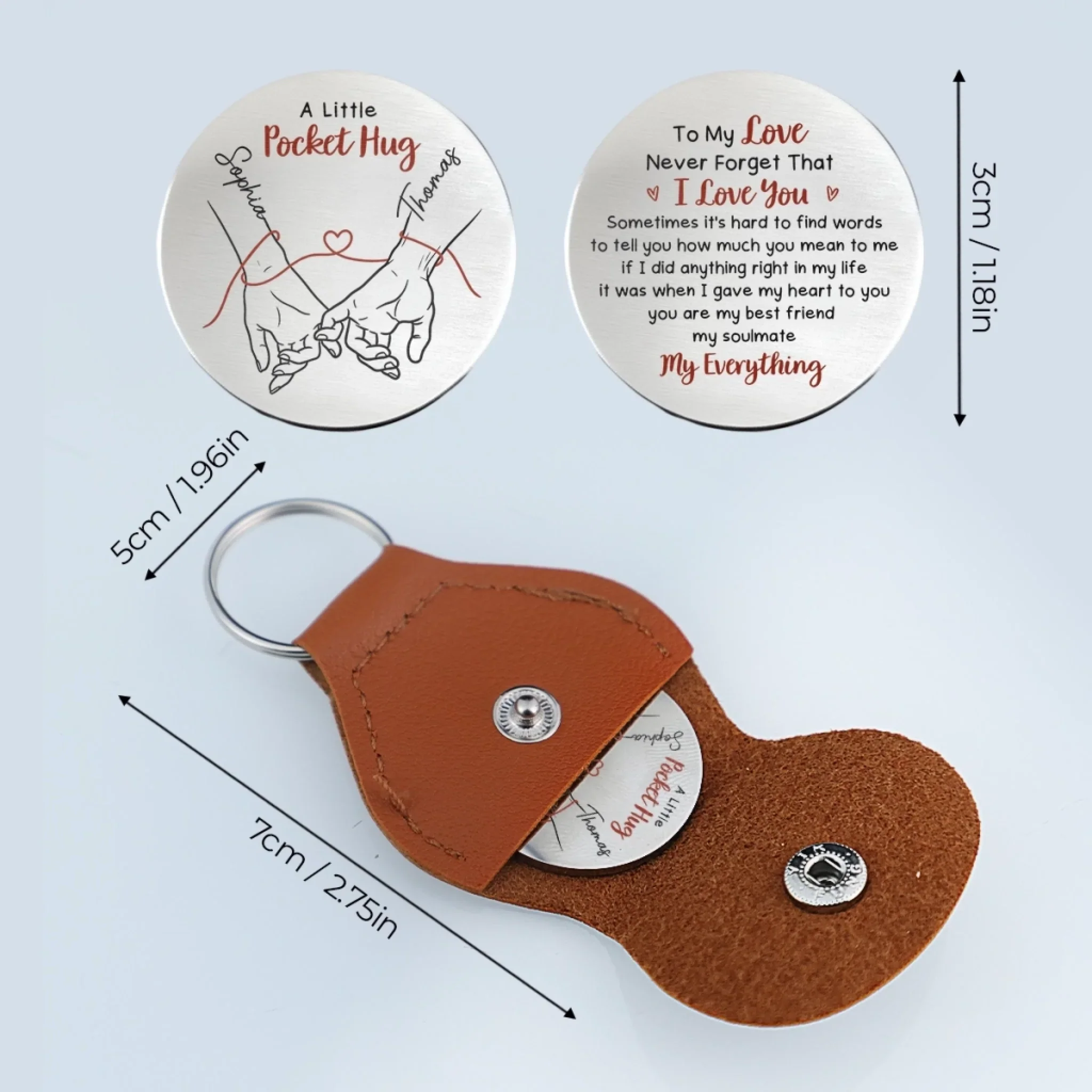 Custom Pocket Hug - Personalized Anniversary Wedding Gifts For Husband And Wife, Him And Her - With You I Breathe Easier - Image 7