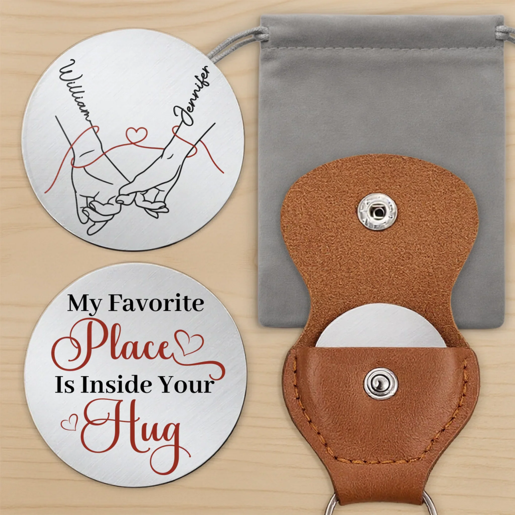 Custom Pocket Hug - Personalized Anniversary Wedding Gifts For Husband And Wife, Him And Her - With You I Feel Home - Image 7