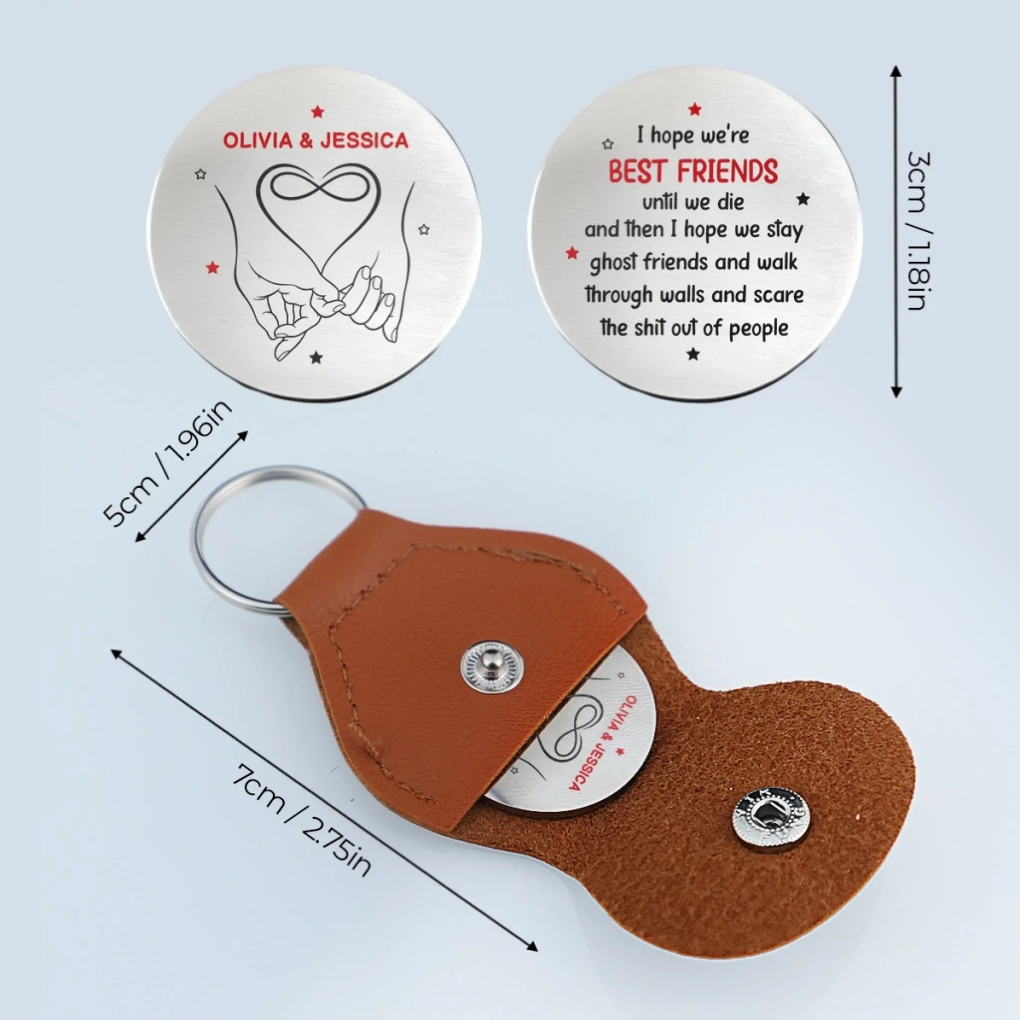 Custom Pocket Hug - Personalized Best Friend Birthday Gifts For Women, Besties, Sisters, BFF - Always With You Bestie - Image 6