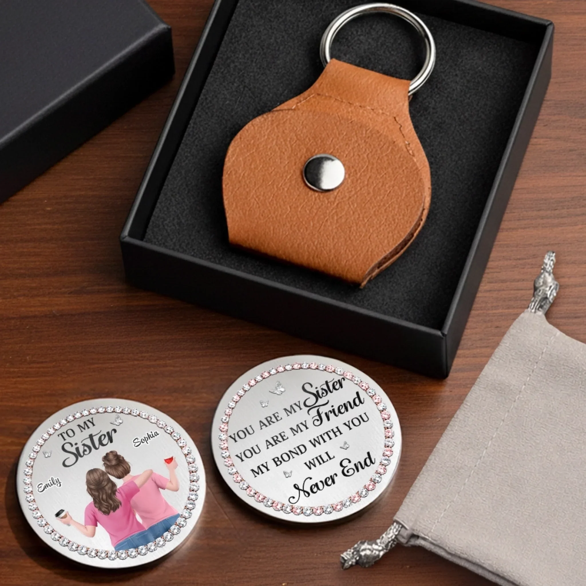 Custom Pocket Hug - Personalized Best Friend Birthday Gifts For Women, Besties, Sisters, BFF - Besties Through Everything - Image 11