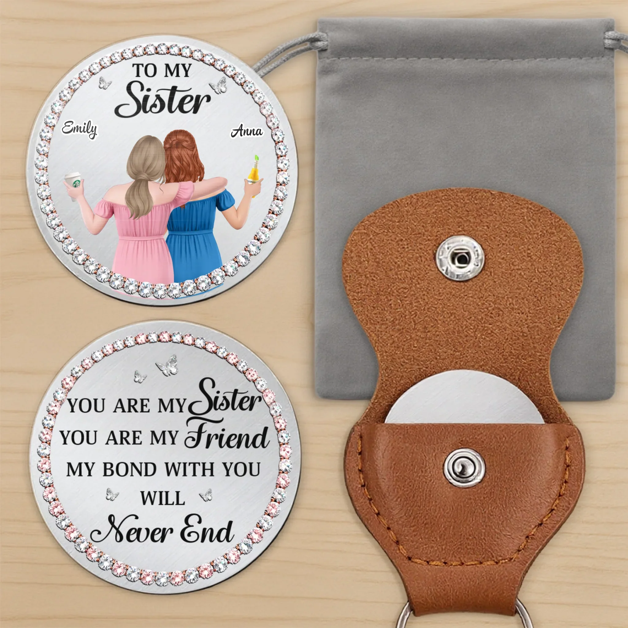 Custom Pocket Hug - Personalized Best Friend Birthday Gifts For Women, Besties, Sisters, BFF - Besties Through Everything - Image 5