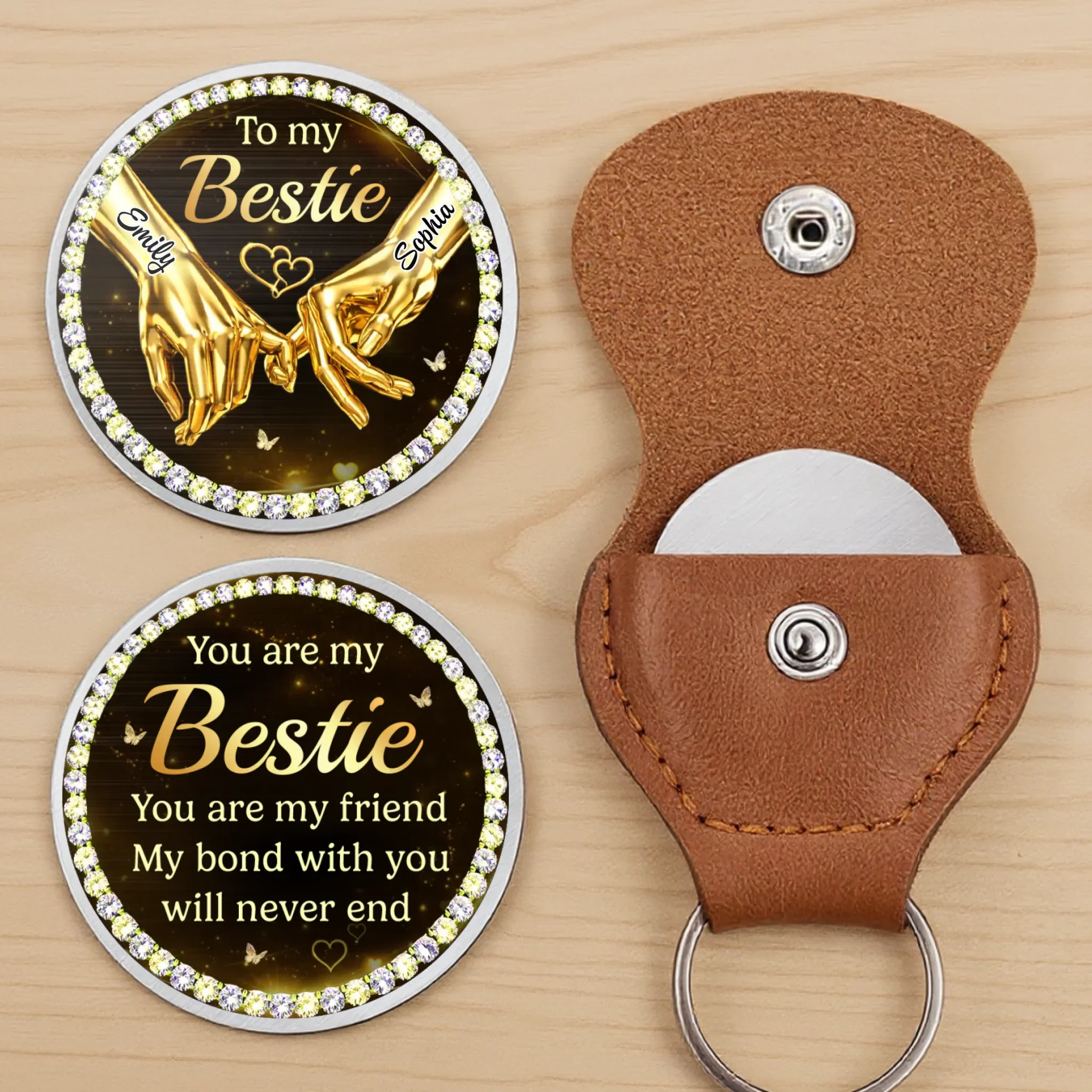 Custom Pocket Hug - Personalized Best Friend Birthday Gifts For Women, Besties, Sisters, BFF - Forever Connected Souls - Image 3