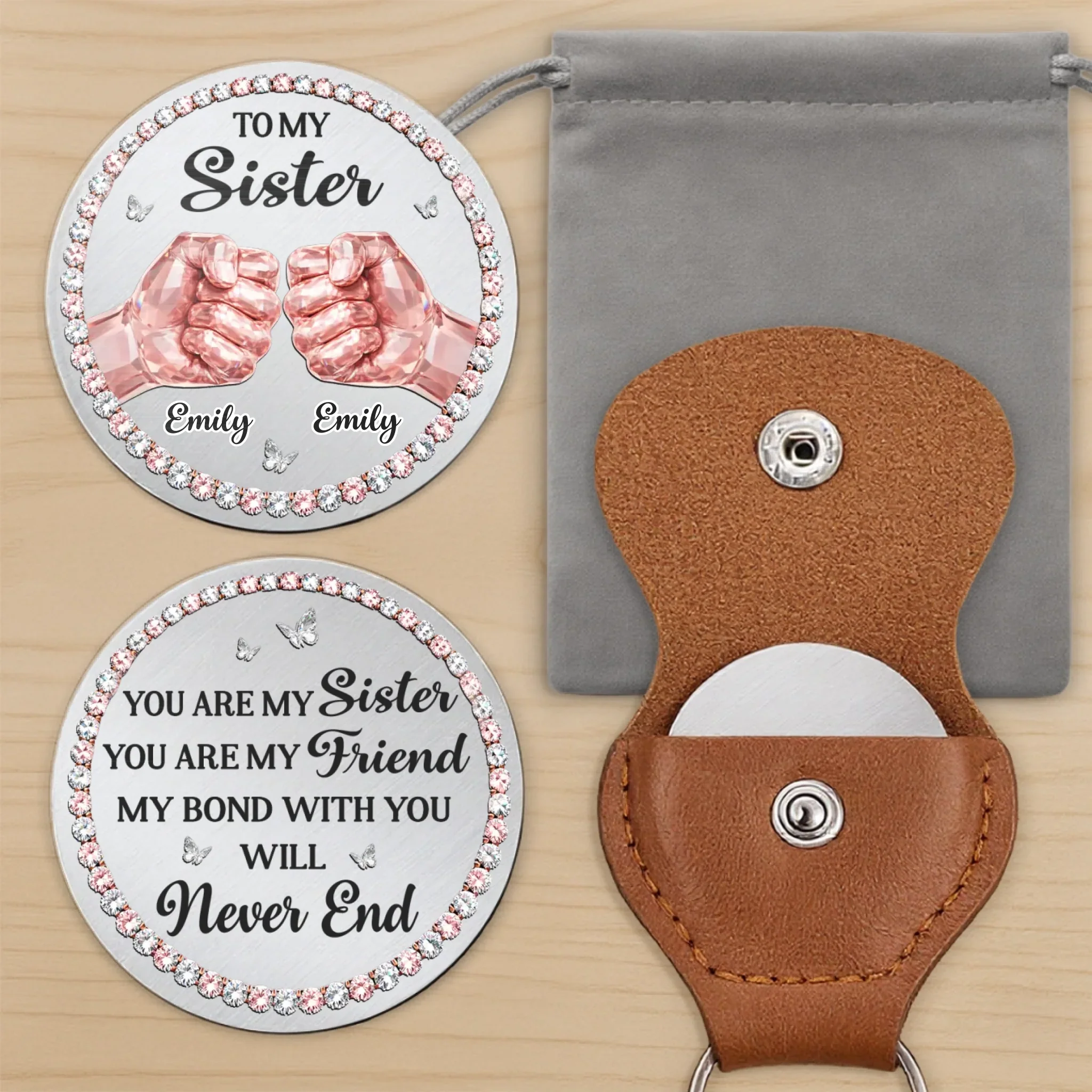 Custom Pocket Hug - Personalized Best Friend Birthday Gifts For Women, Besties, Sisters, BFF - Forever Linked By Love - Image 5