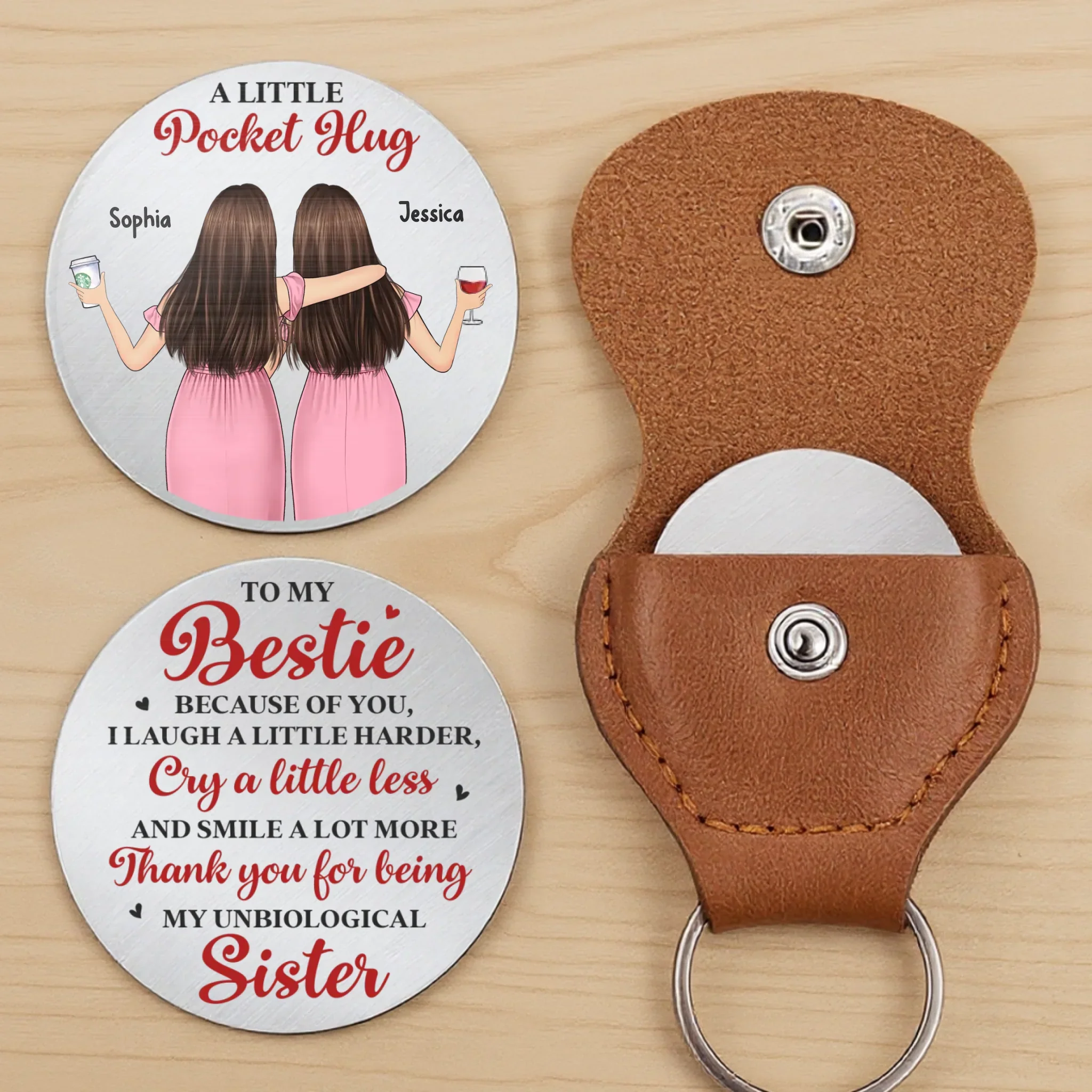 Custom Pocket Hug - Personalized Best Friend Birthday Gifts For Women, Besties, Sisters, BFF - Holiday Cheer Is Better Together - Image 2