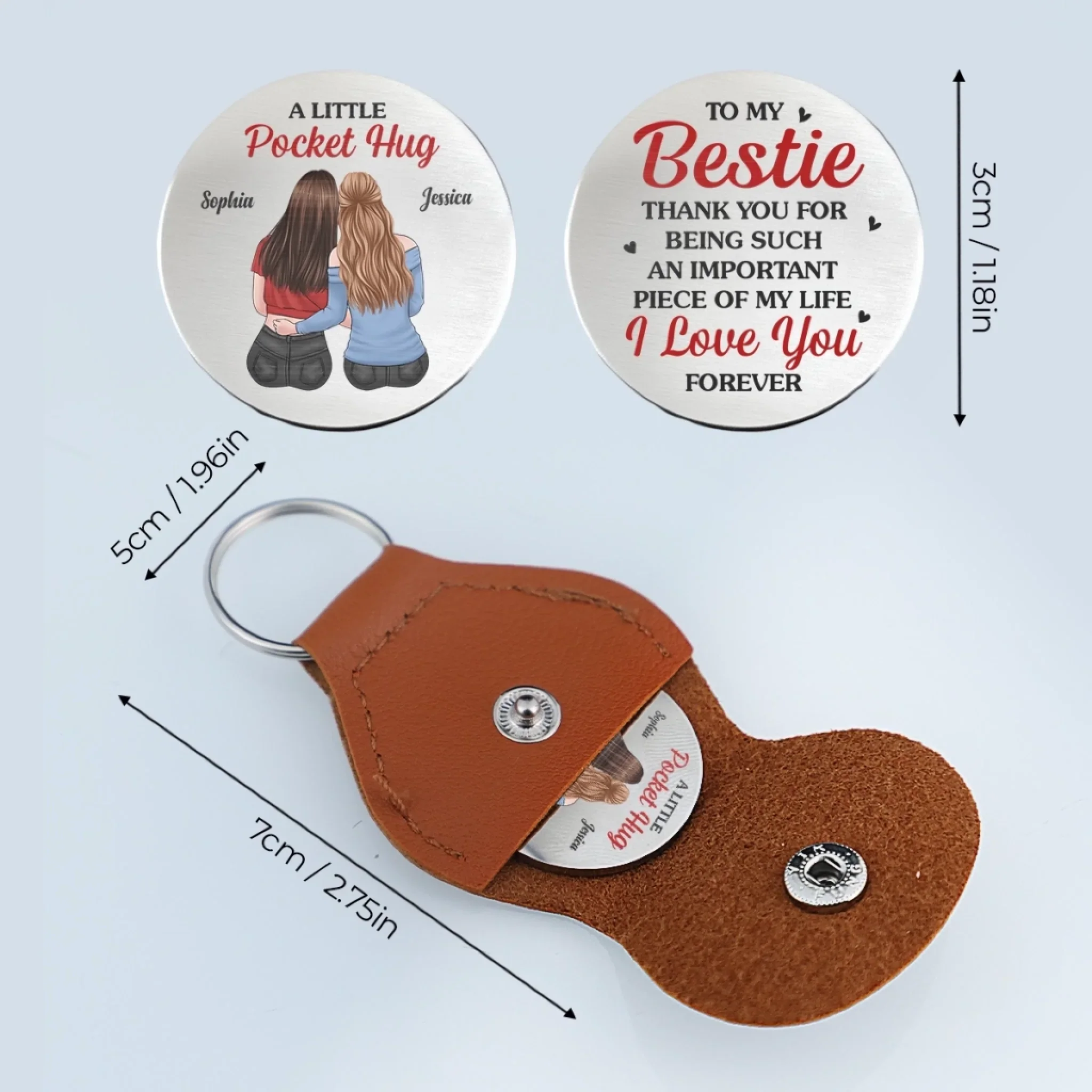 Custom Pocket Hug - Personalized Best Friend Birthday Gifts For Women, Besties, Sisters, BFF - Laughs Louder When You Are Around - Image 6