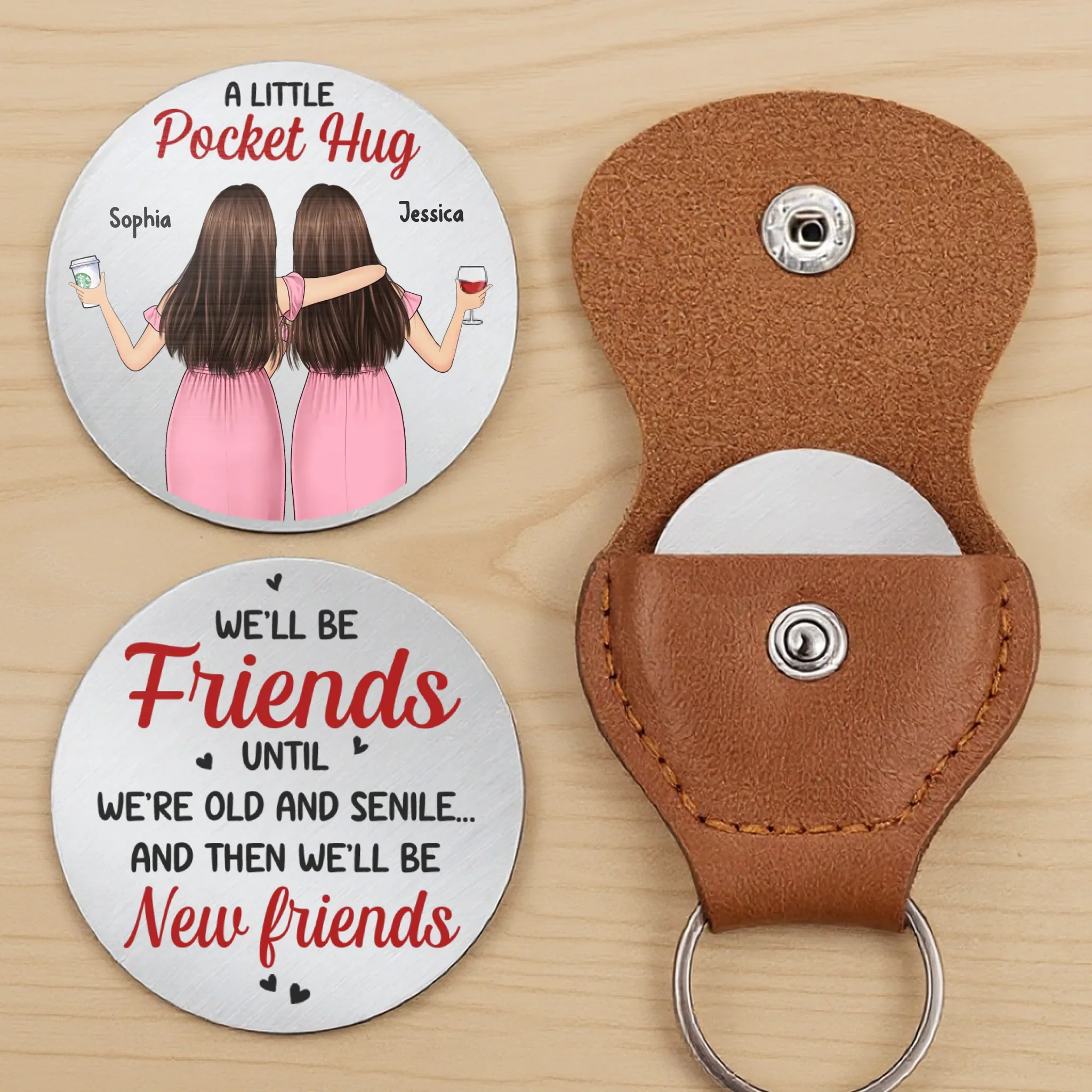 Custom Pocket Hug - Personalized Best Friend Birthday Gifts For Women, Besties, Sisters, BFF - Our Laughs Make Life Shine - Image 2