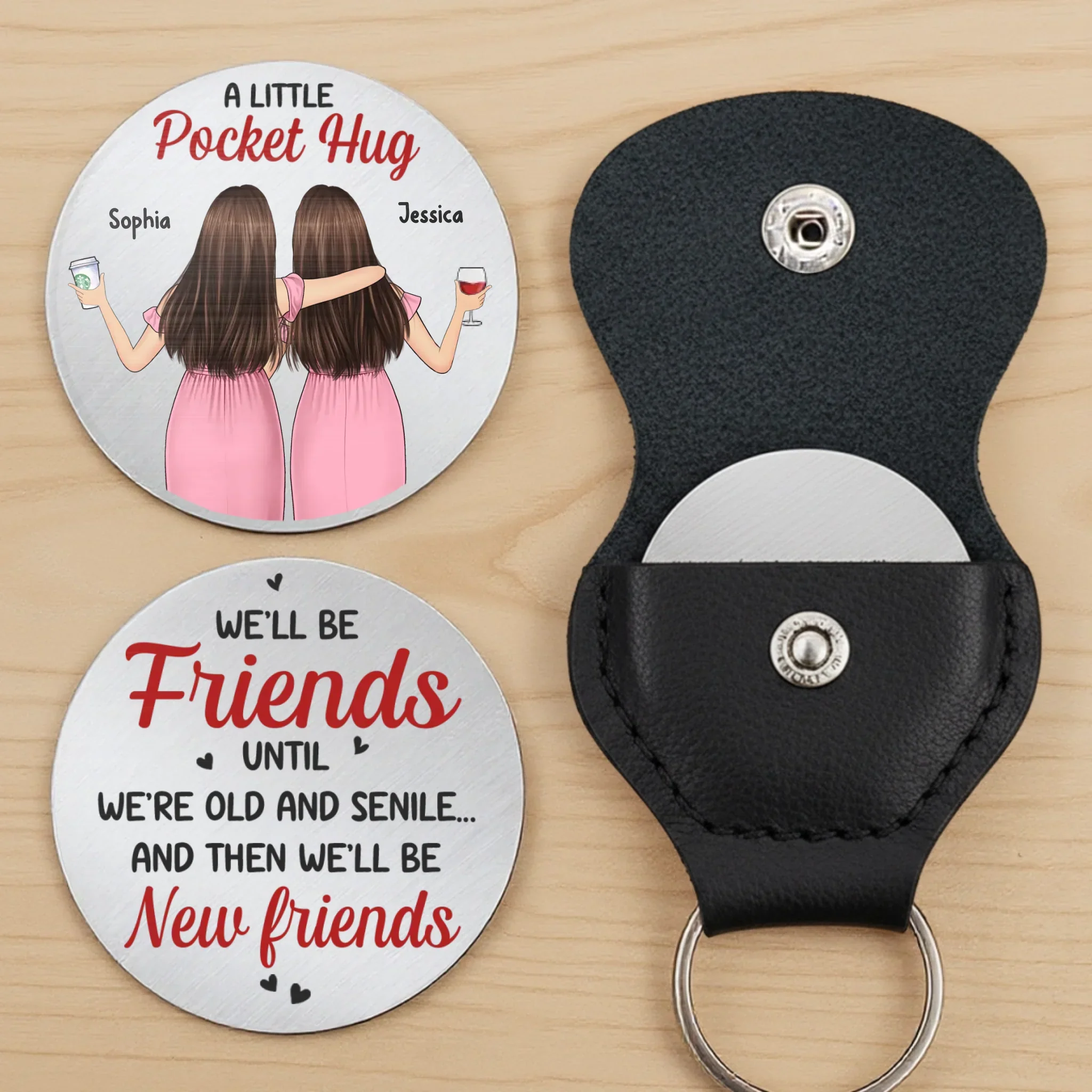 Custom Pocket Hug - Personalized Best Friend Birthday Gifts For Women, Besties, Sisters, BFF - Our Laughs Make Life Shine - Image 3