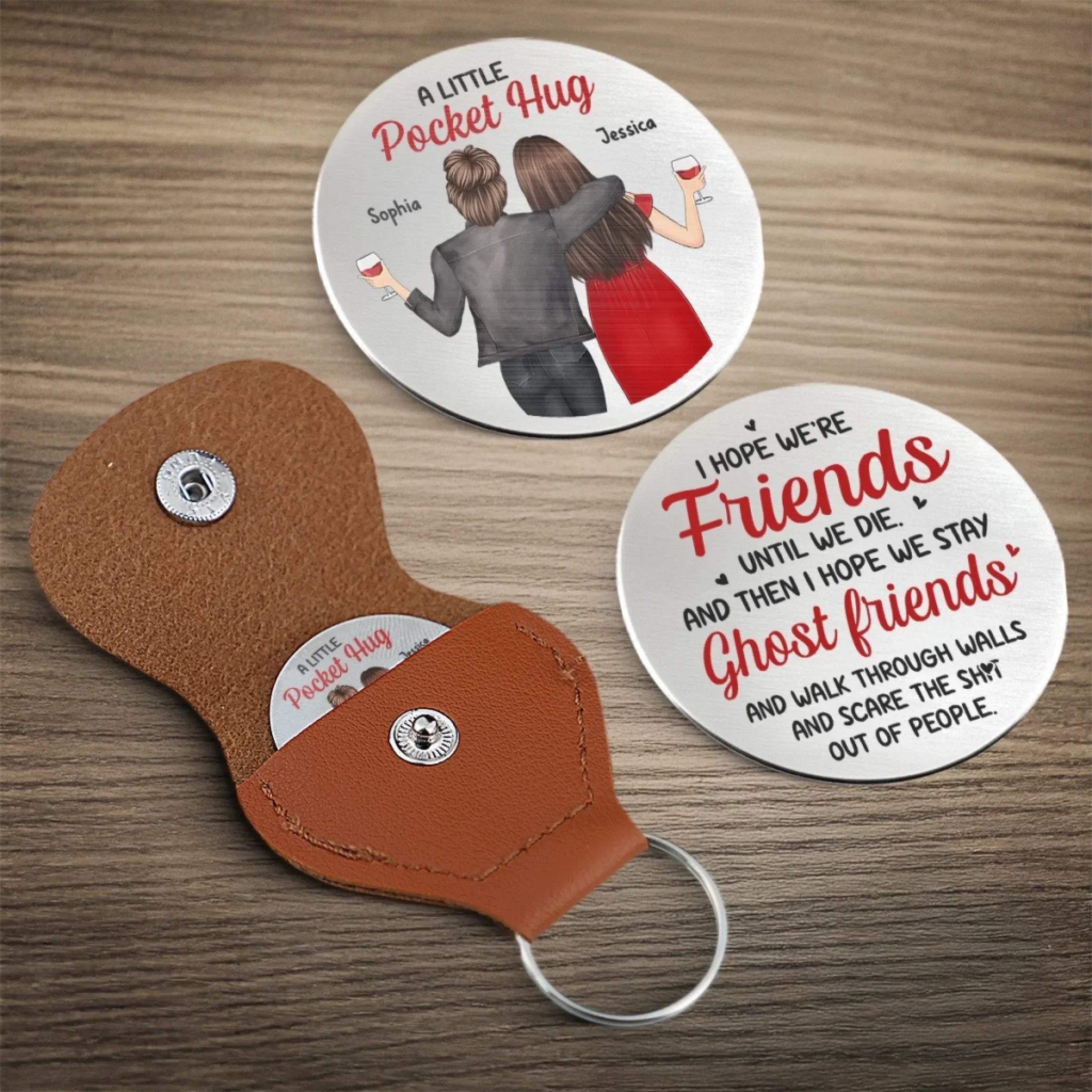 Custom Pocket Hug - Personalized Best Friend Birthday Gifts For Women, Besties, Sisters, BFF - Our Laughs Make Life Shine - Image 4