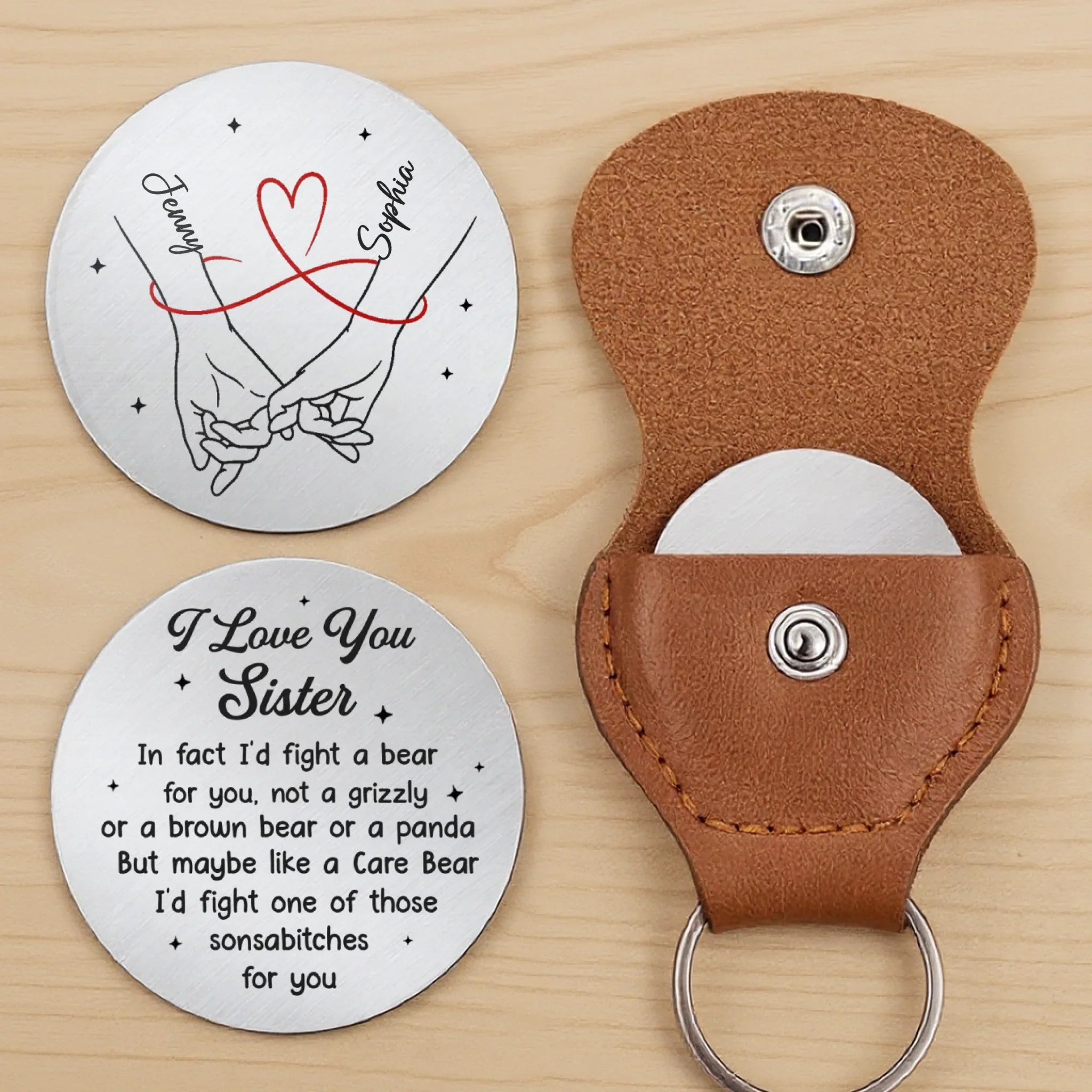 Custom Pocket Hug - Personalized Best Friend Birthday Gifts For Women, Besties, Sisters, BFF - Sisters Forever By Choice - Image 2