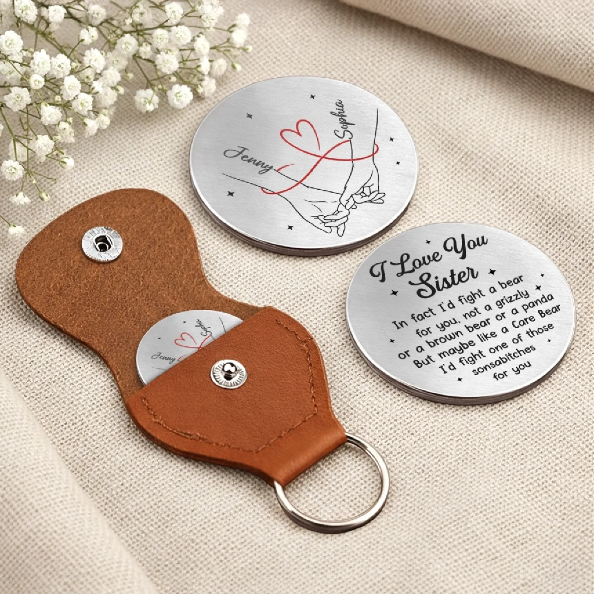 Custom Pocket Hug - Personalized Best Friend Birthday Gifts For Women, Besties, Sisters, BFF - Sisters Forever By Choice - Image 4