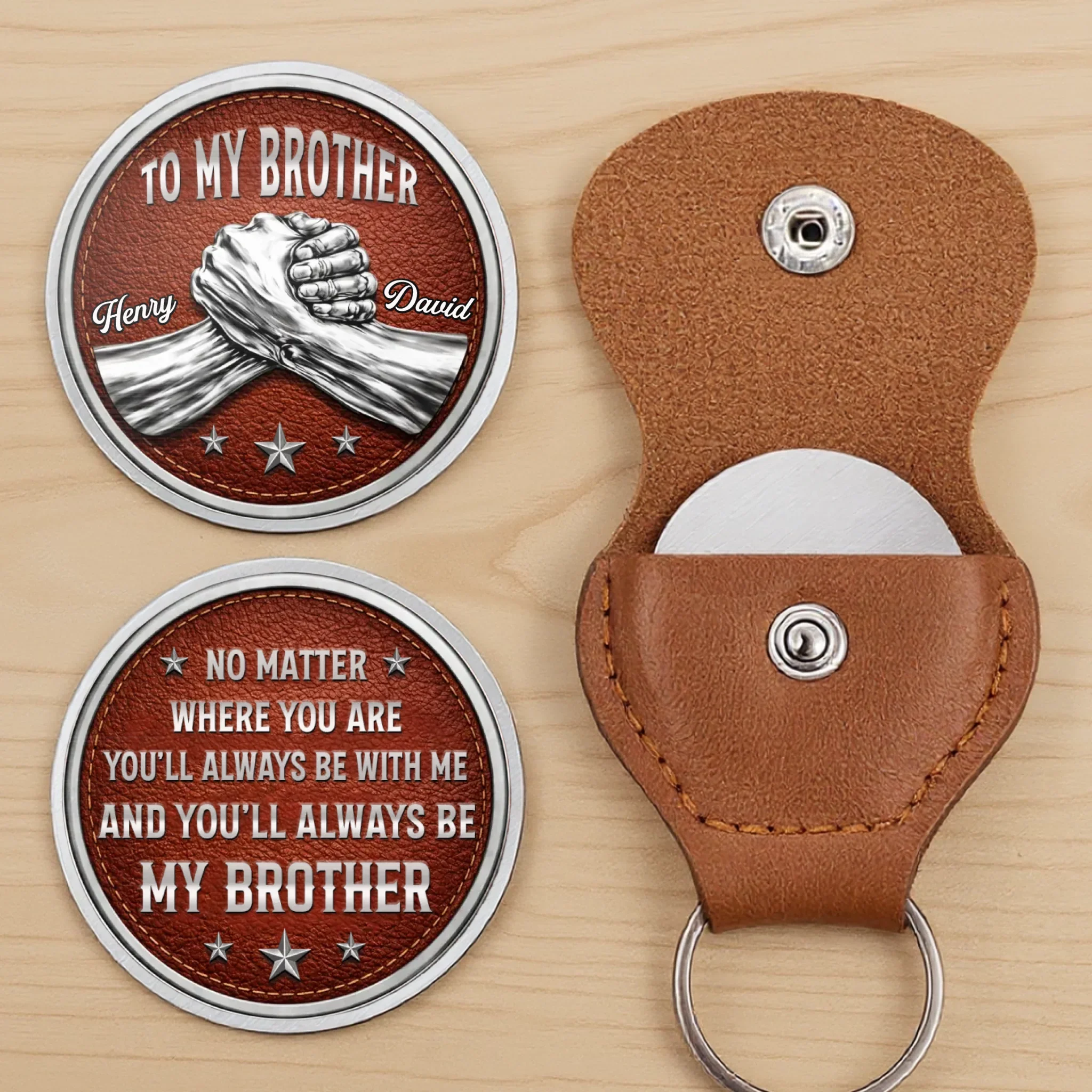Custom Pocket Hug - Personalized Birthday Gifts For Brother - Brothers Stand Side By Side - Image 2