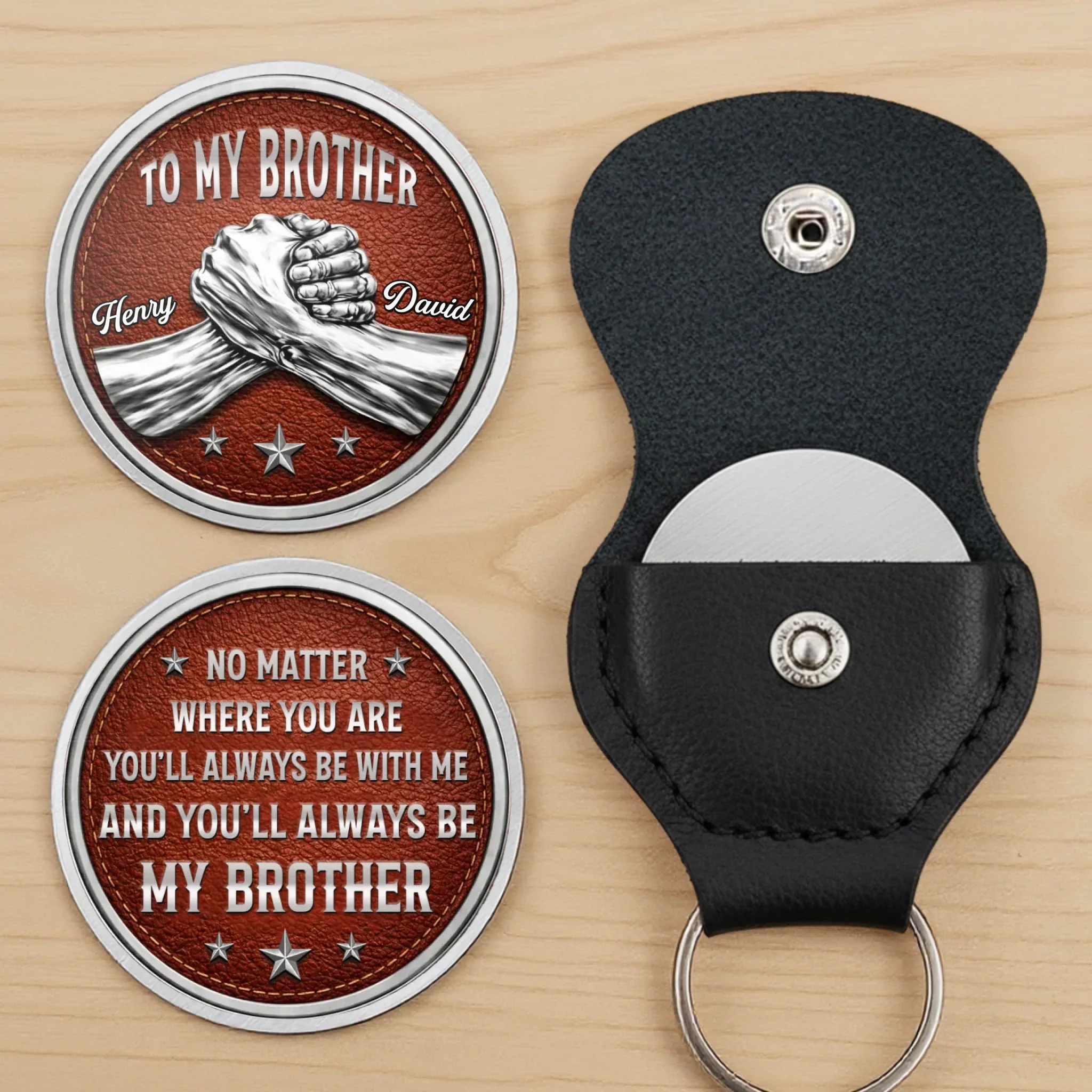 Custom Pocket Hug - Personalized Birthday Gifts For Brother - Brothers Stand Side By Side - Image 3