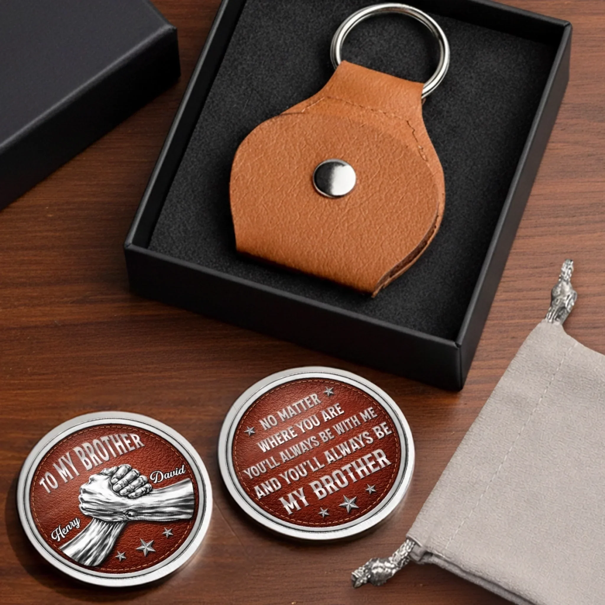 Custom Pocket Hug - Personalized Birthday Gifts For Brother - Brothers Stand Side By Side - Image 8