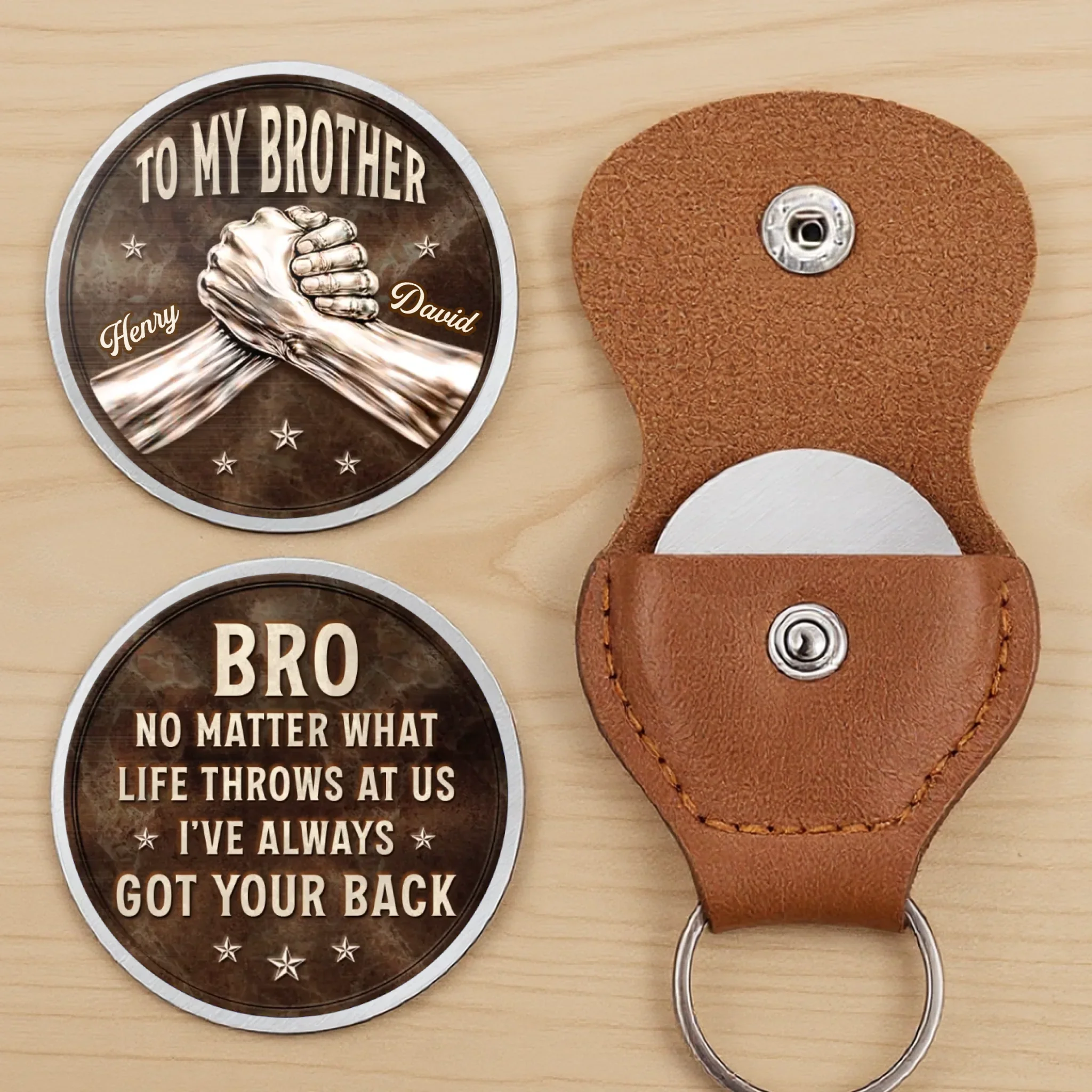 Custom Pocket Hug - Personalized Birthday Gifts For Brother - Brothers Stand Without Fear - Image 2