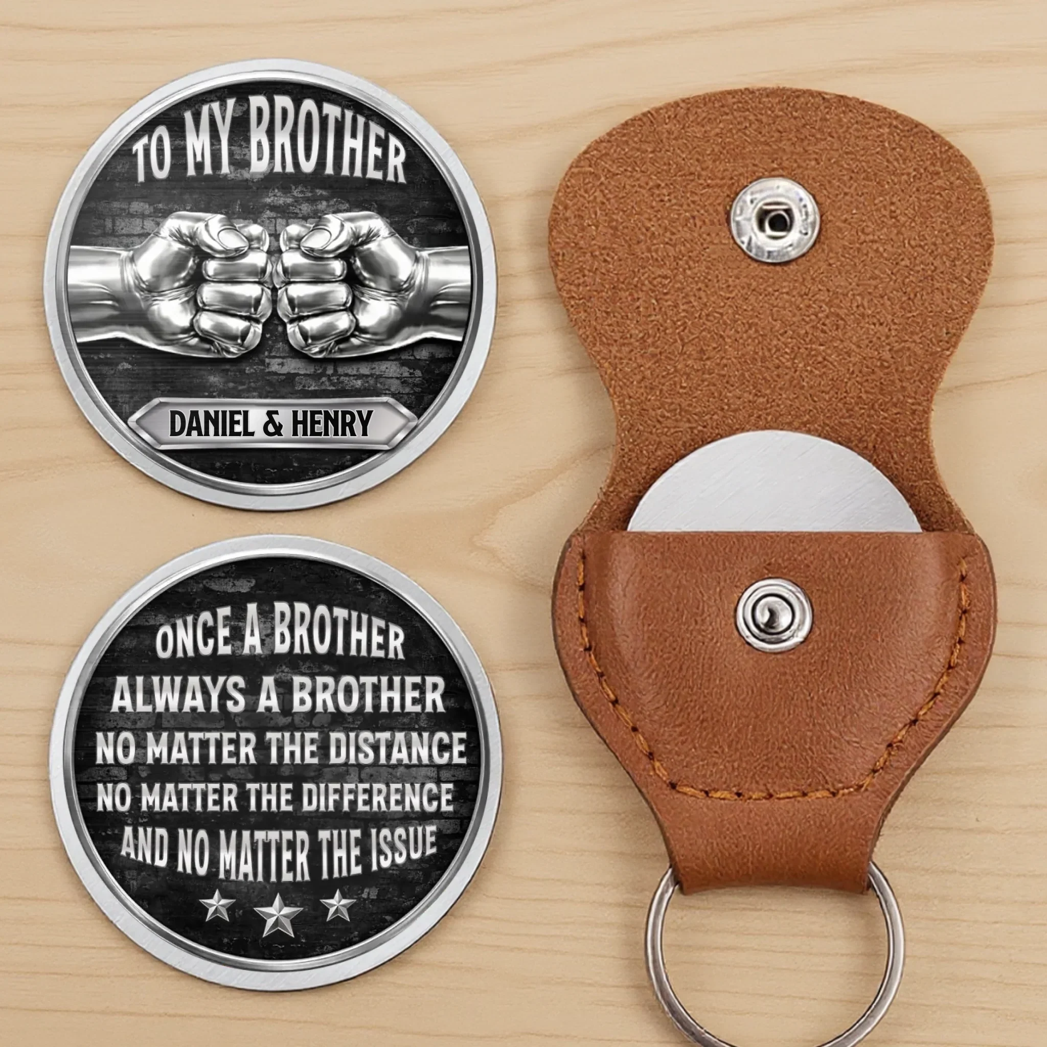 Custom Pocket Hug - Personalized Birthday Gifts For Brother - Brothers Through Every Challenge - Image 3