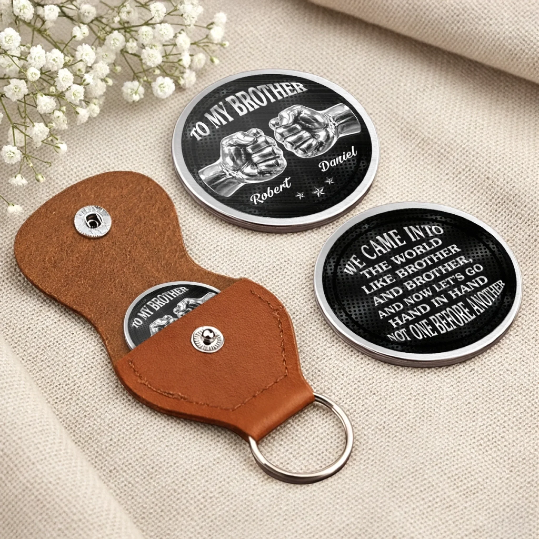 Custom Pocket Hug - Personalized Birthday Gifts For Brother - Real Bros Stand Together - Image 4