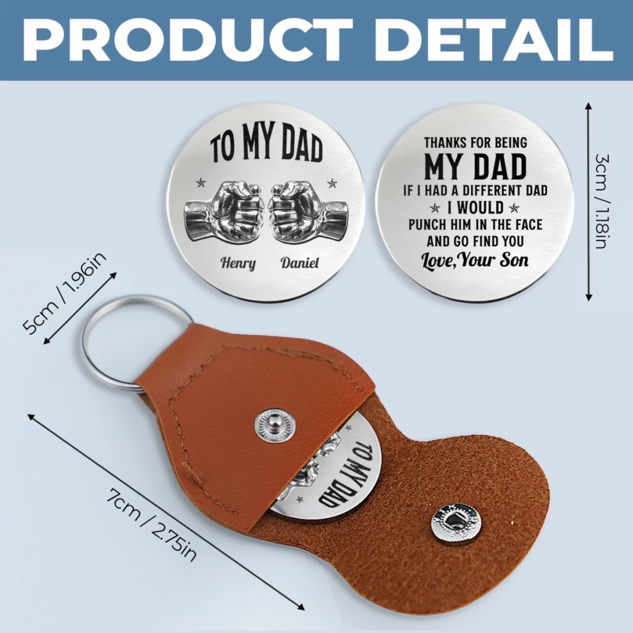 Custom Pocket Hug - Personalized Birthday Gifts For Dad - Dad Is My Hero - Image 9