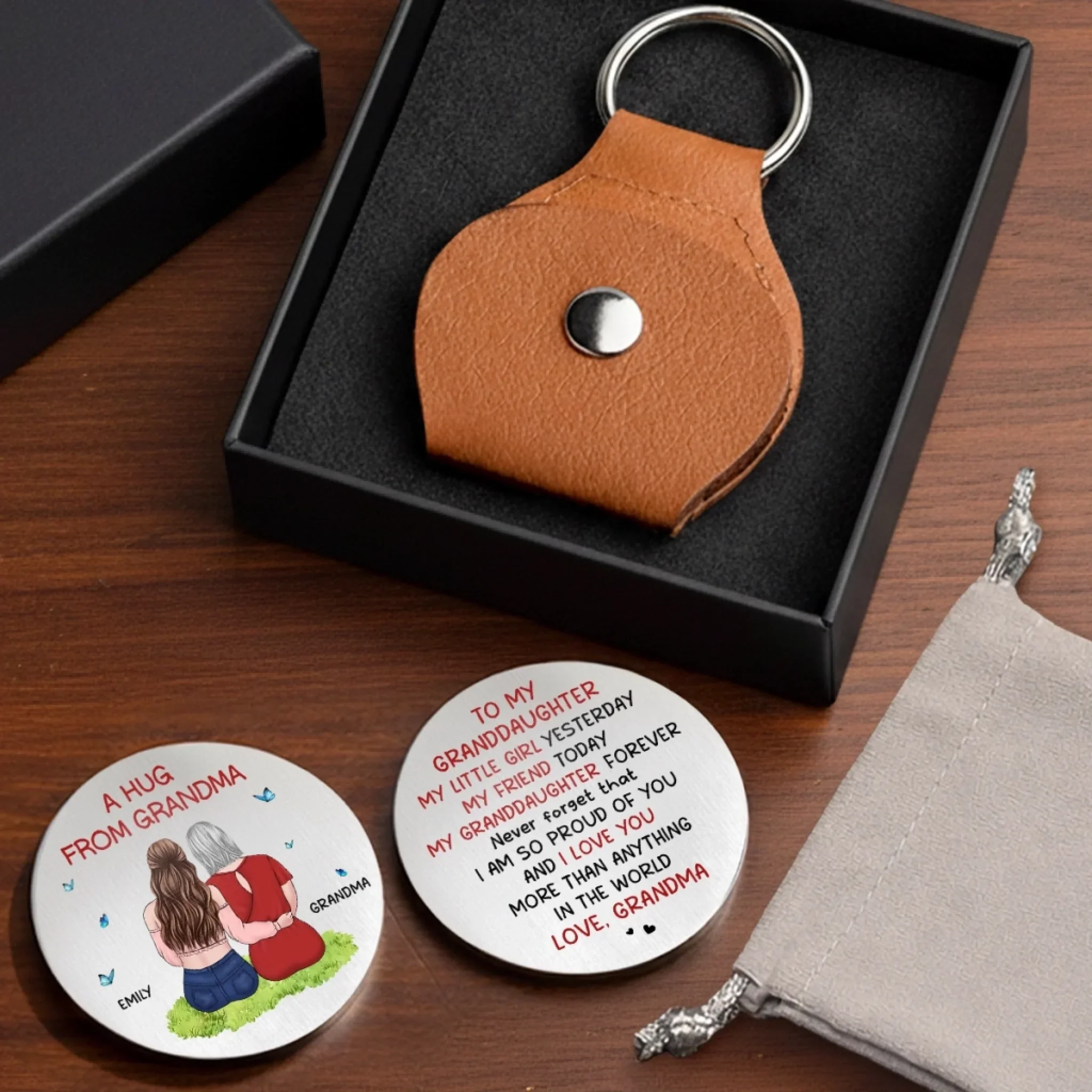Custom Pocket Hug - Personalized Birthday Gifts For Grandma, Granddaughter, Grandson - Grandma Love Lights The Way - Image 11