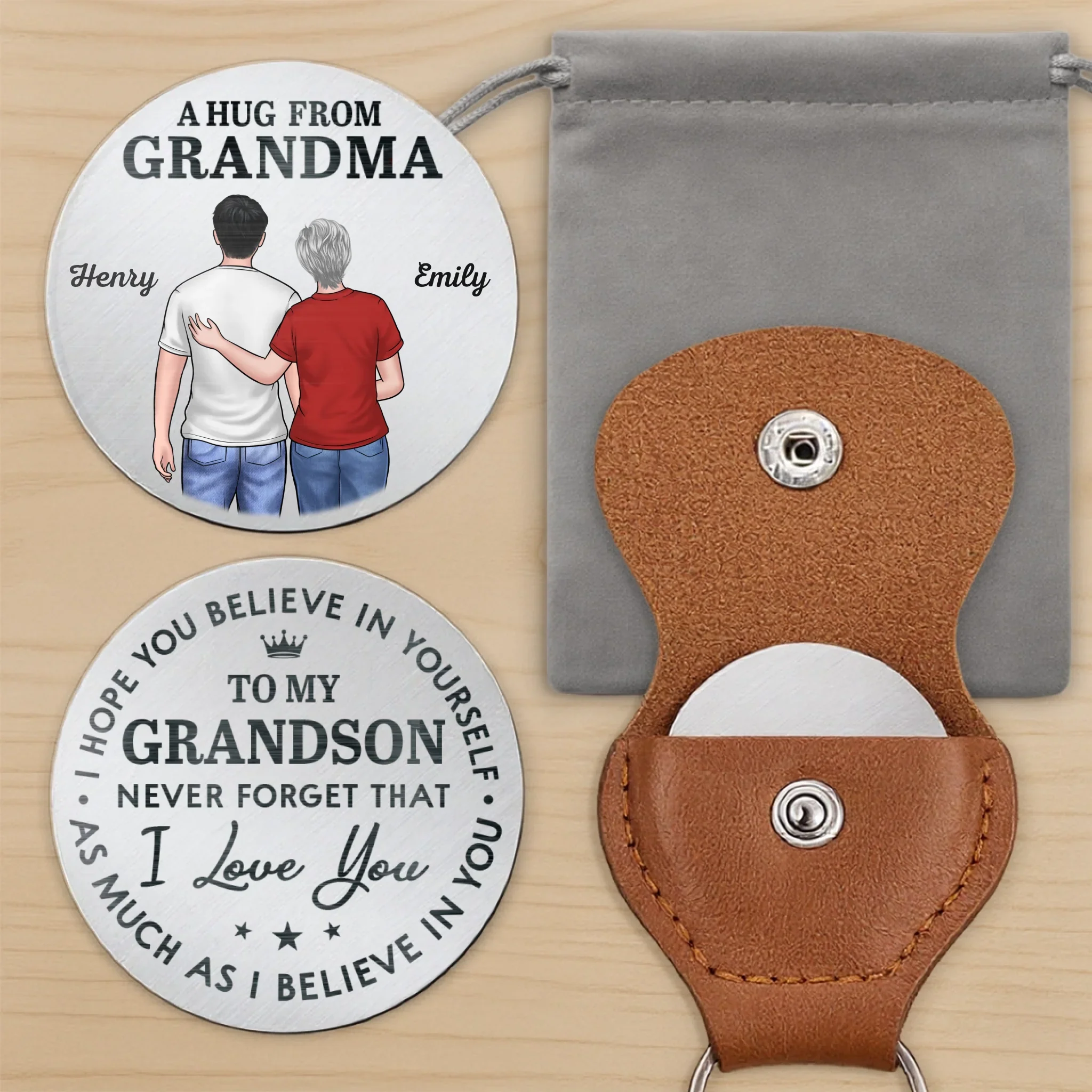 Custom Pocket Hug - Personalized Birthday Gifts For Grandpa, Grandma, Grandson, Granddaughter - Hug Held Close - Image 7