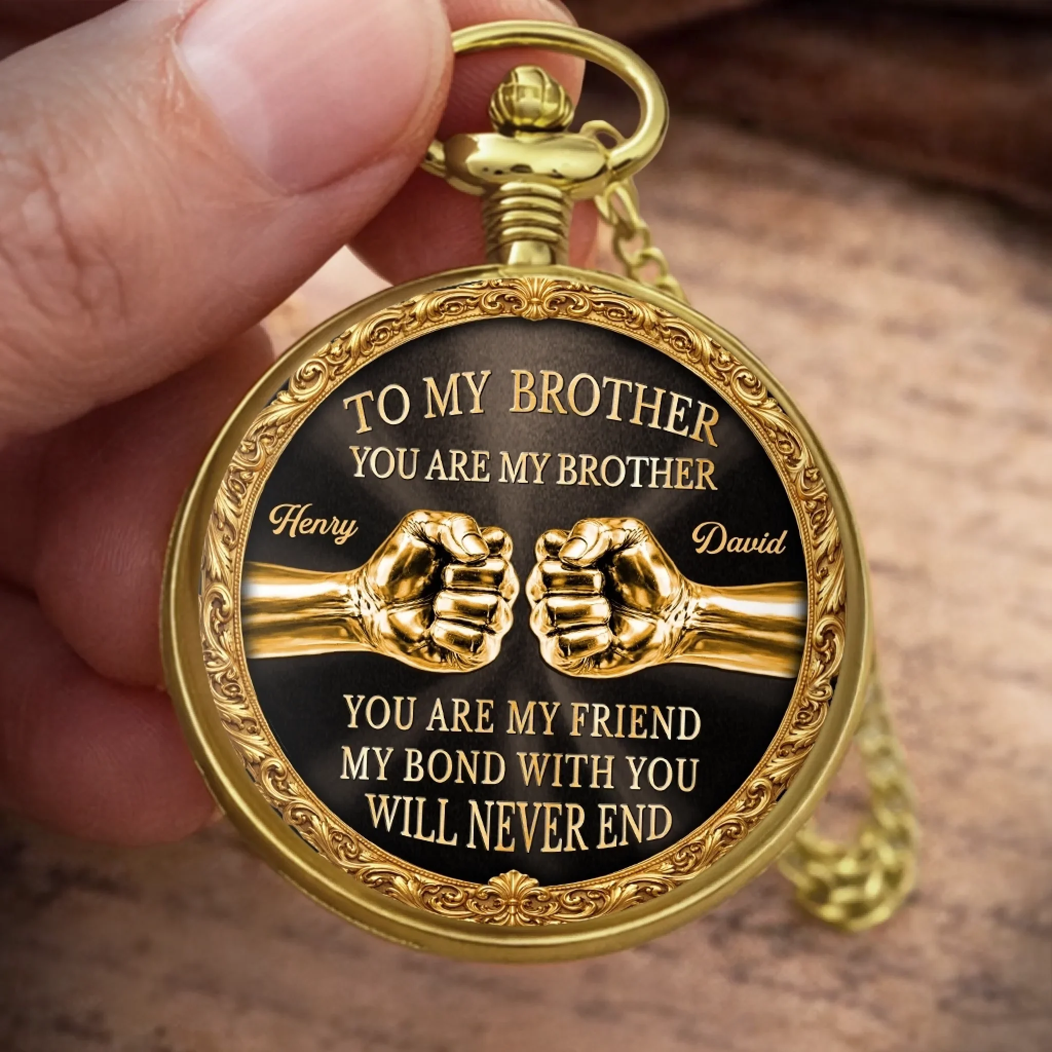 Custom Pocket Watch - Personalized Birthday Gifts For Brother - Forever Loyal As Brothers - Image 5