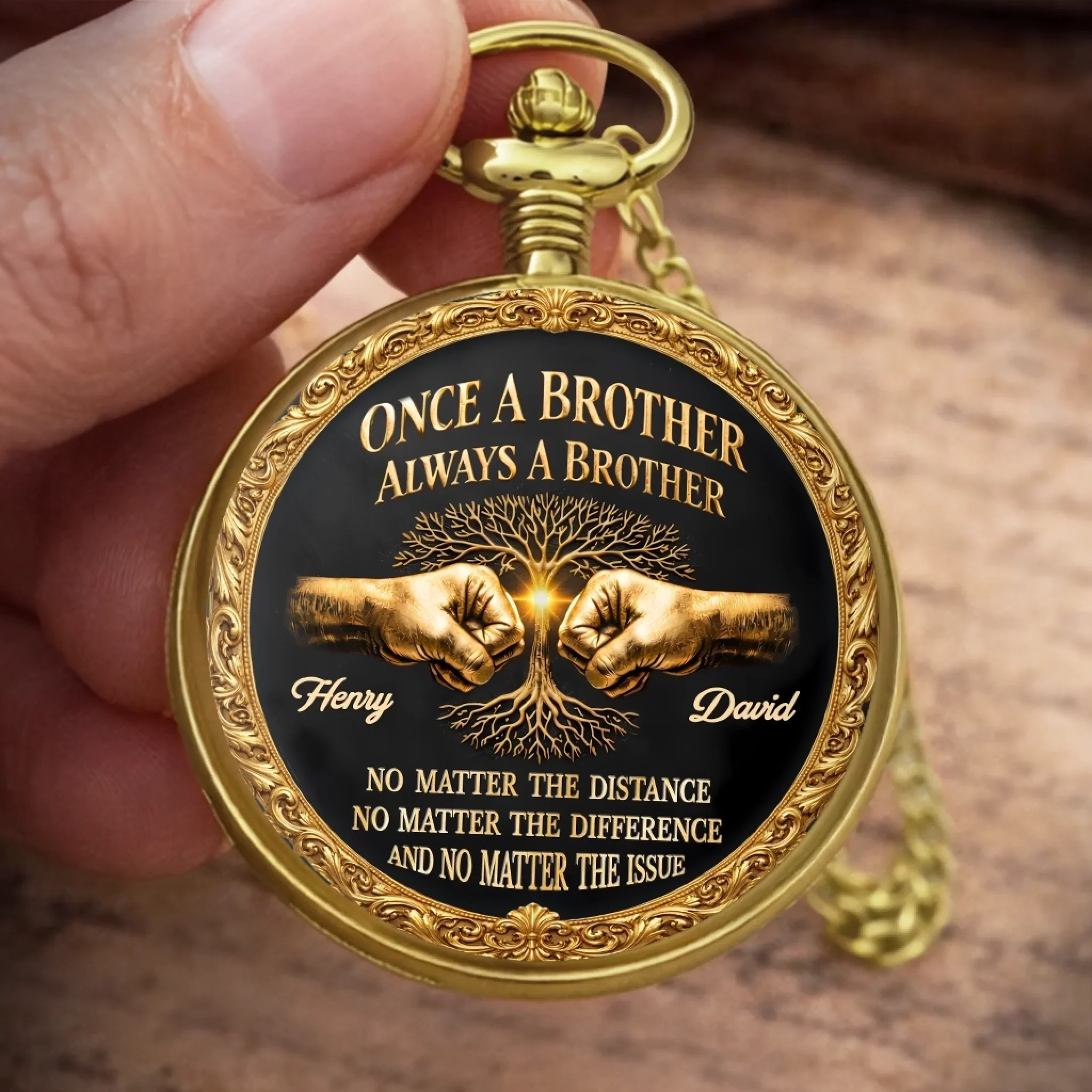 Custom Pocket Watch - Personalized Birthday Gifts For Brother - Once A Brother Always A Brother - Image 5