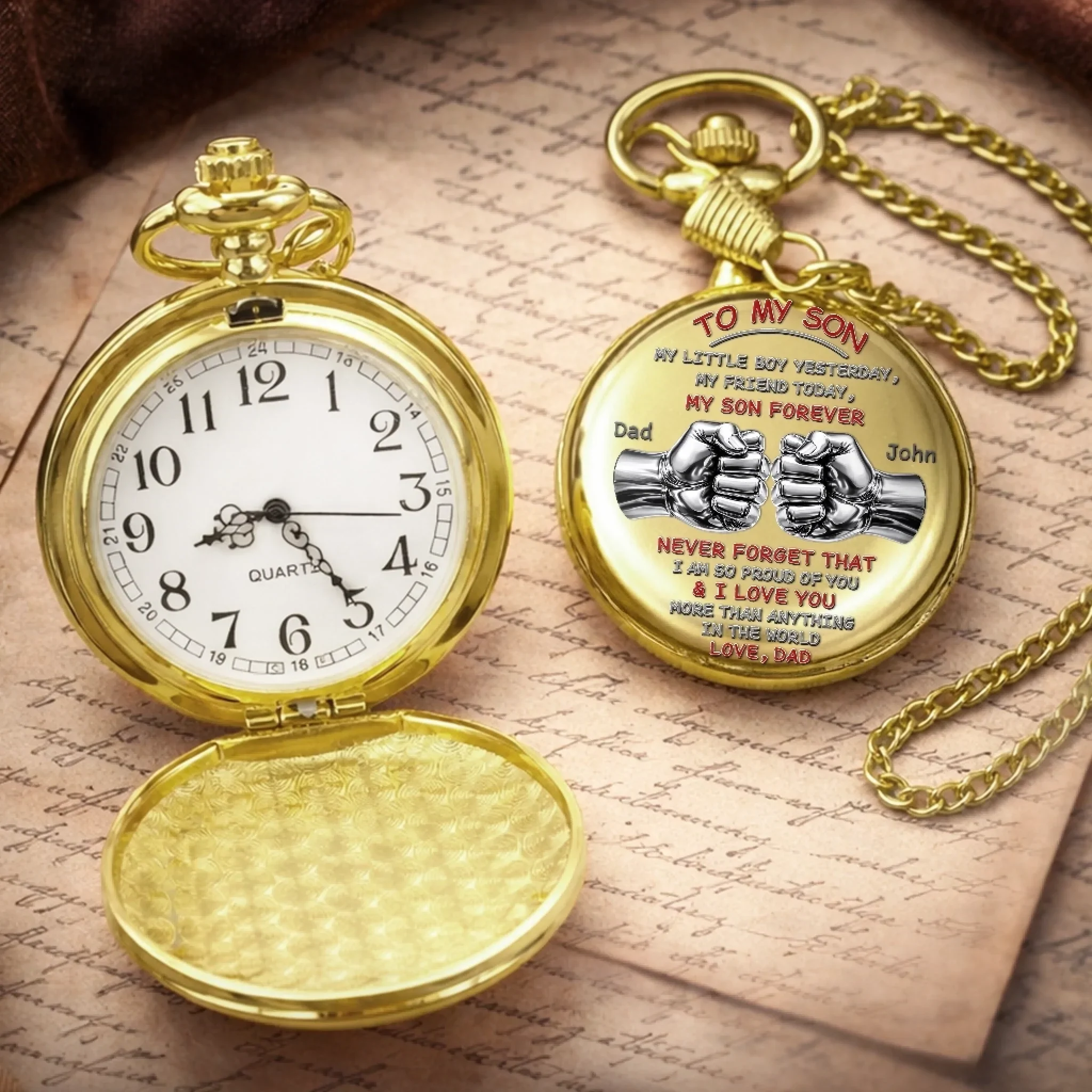 Custom Pocket Watch - Personalized Birthday Gifts For Son - My Son My Pride - Image 3