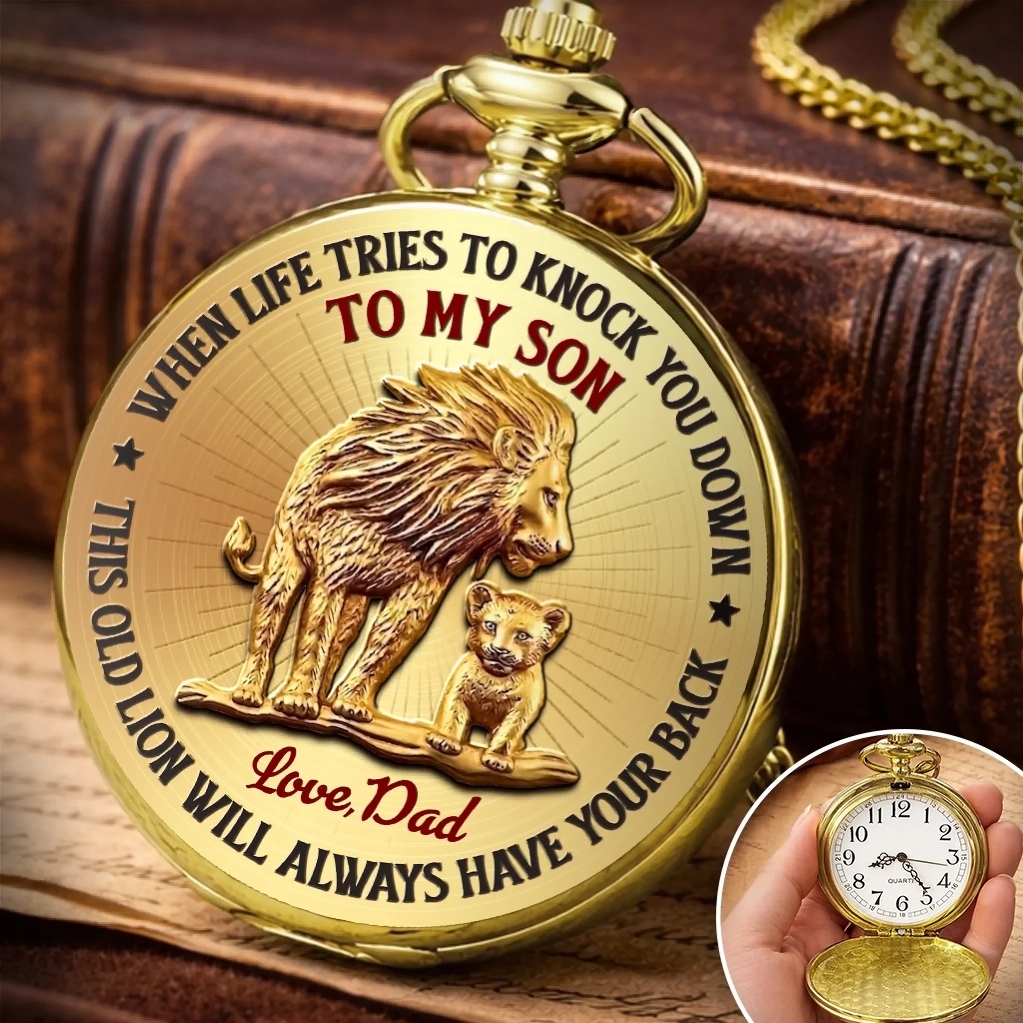 Custom Pocket Watch - Personalized Birthday Gifts For Son - You Are My Strength - Image 2