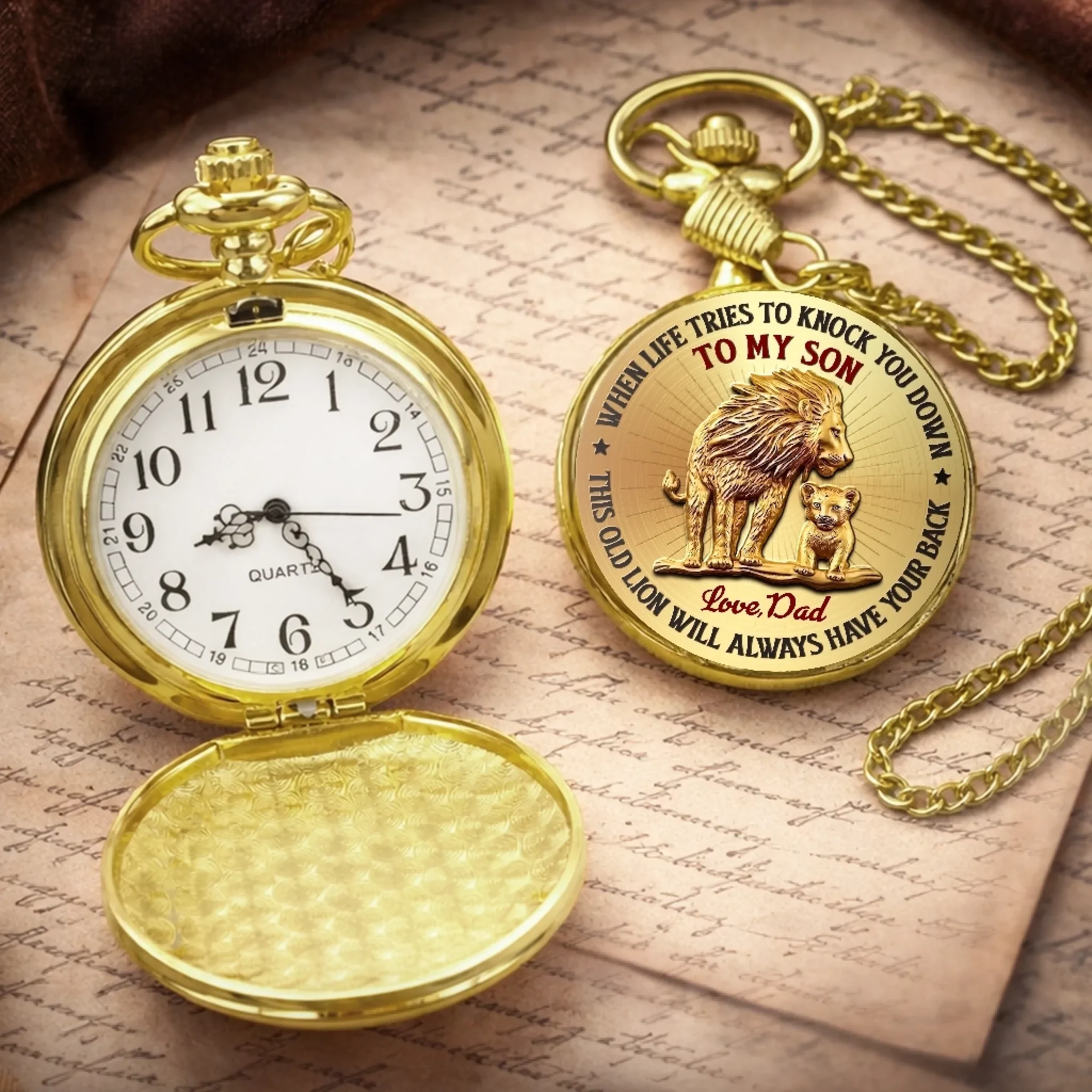 Custom Pocket Watch - Personalized Birthday Gifts For Son - You Are My Strength - Image 3