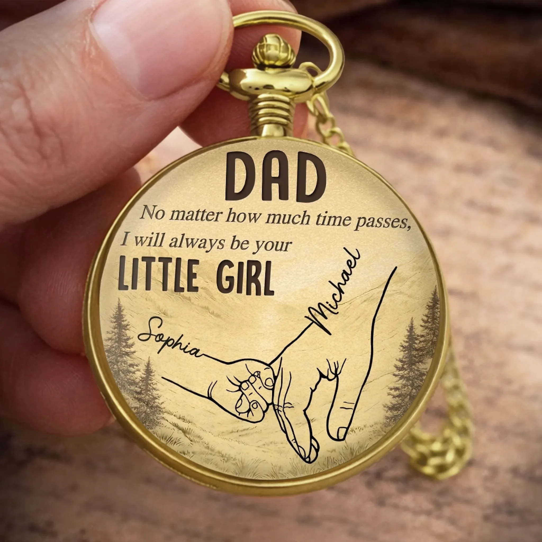 Custom Pocket Watch - Personalized Father's Day Birthday Gifts For Dad, Grandpa - Forever Thankful For Dad - Image 4