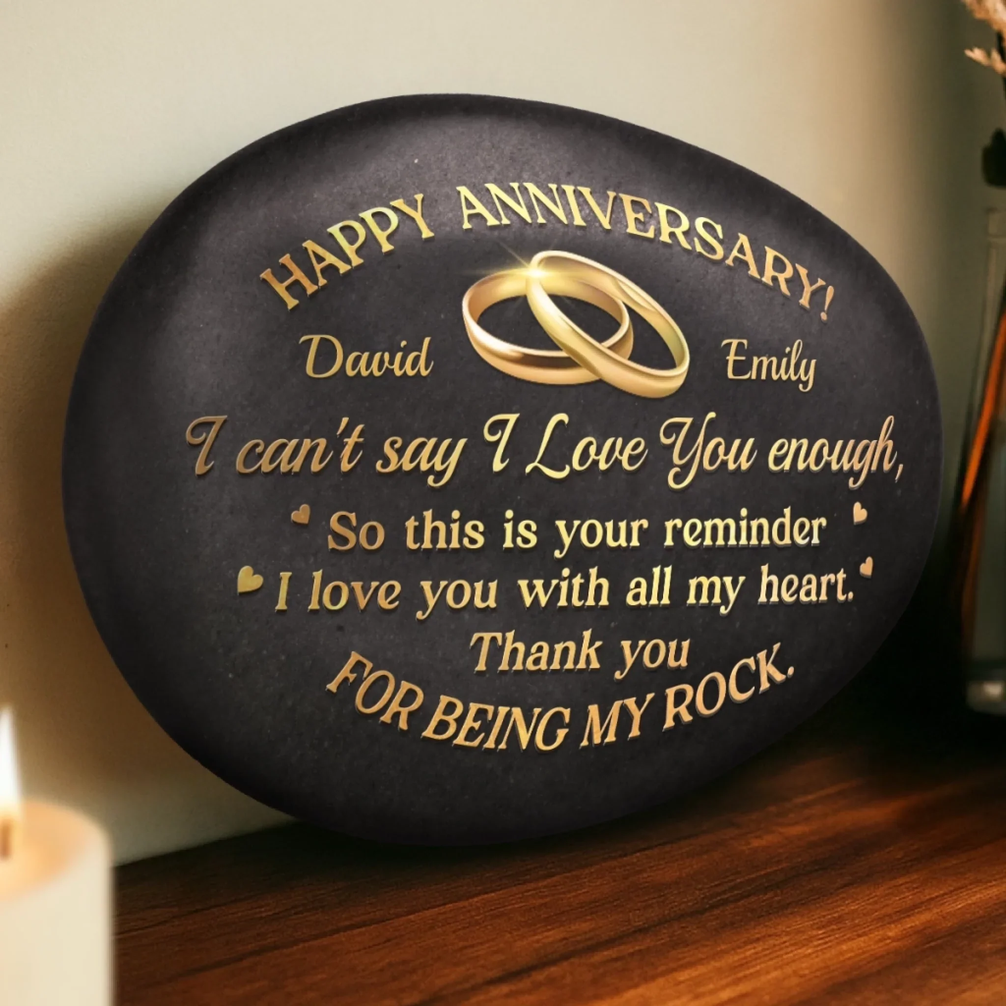 Custom Printed Rock - Personalized Anniversary Wedding Gifts For Husband And Wife, Him And Her - Our Love Grows With Time - Image 5