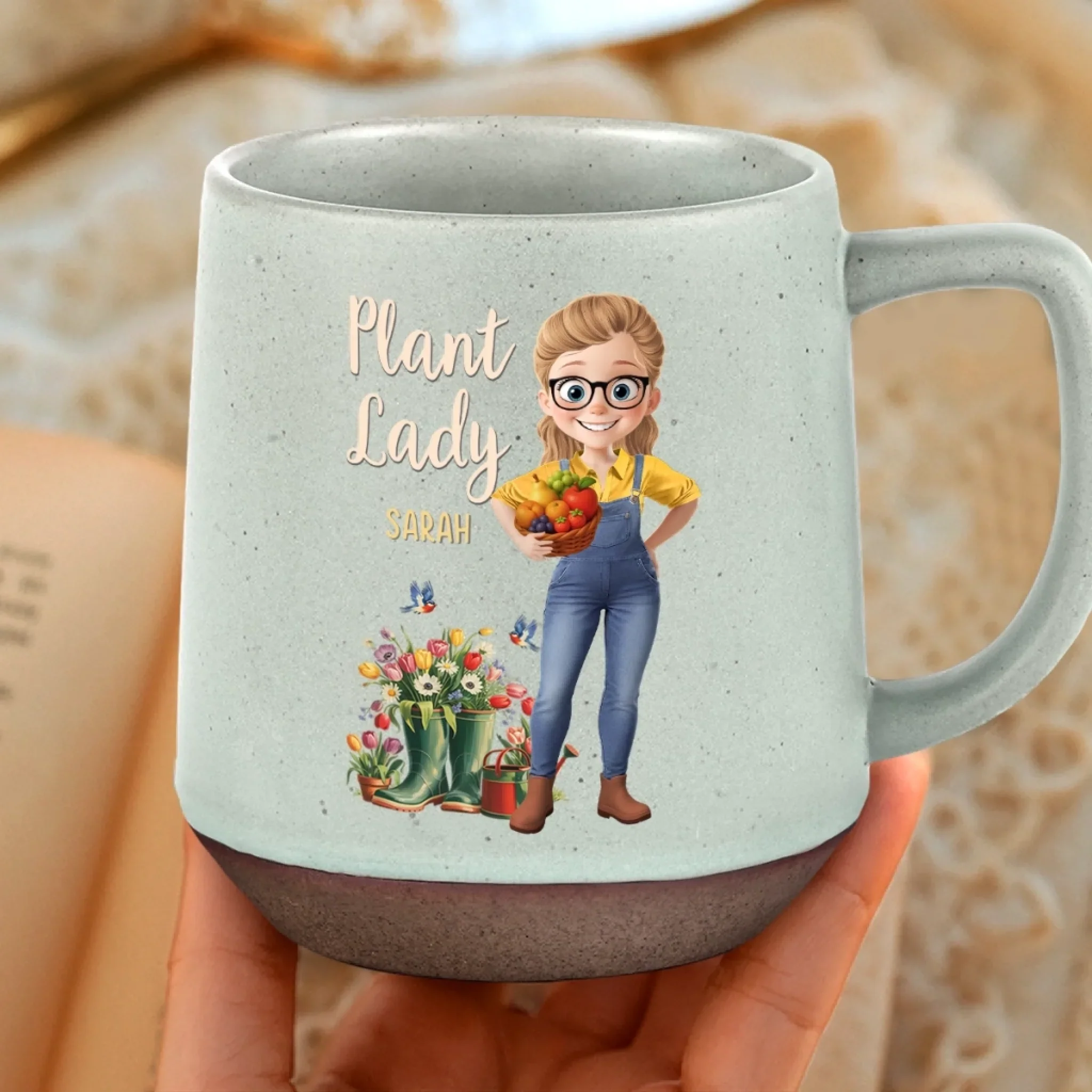 Custom Printed Stoneware 12oz Mug - Personalized  Garden Gifts For Gardeners - Sprout Goals - Image 4