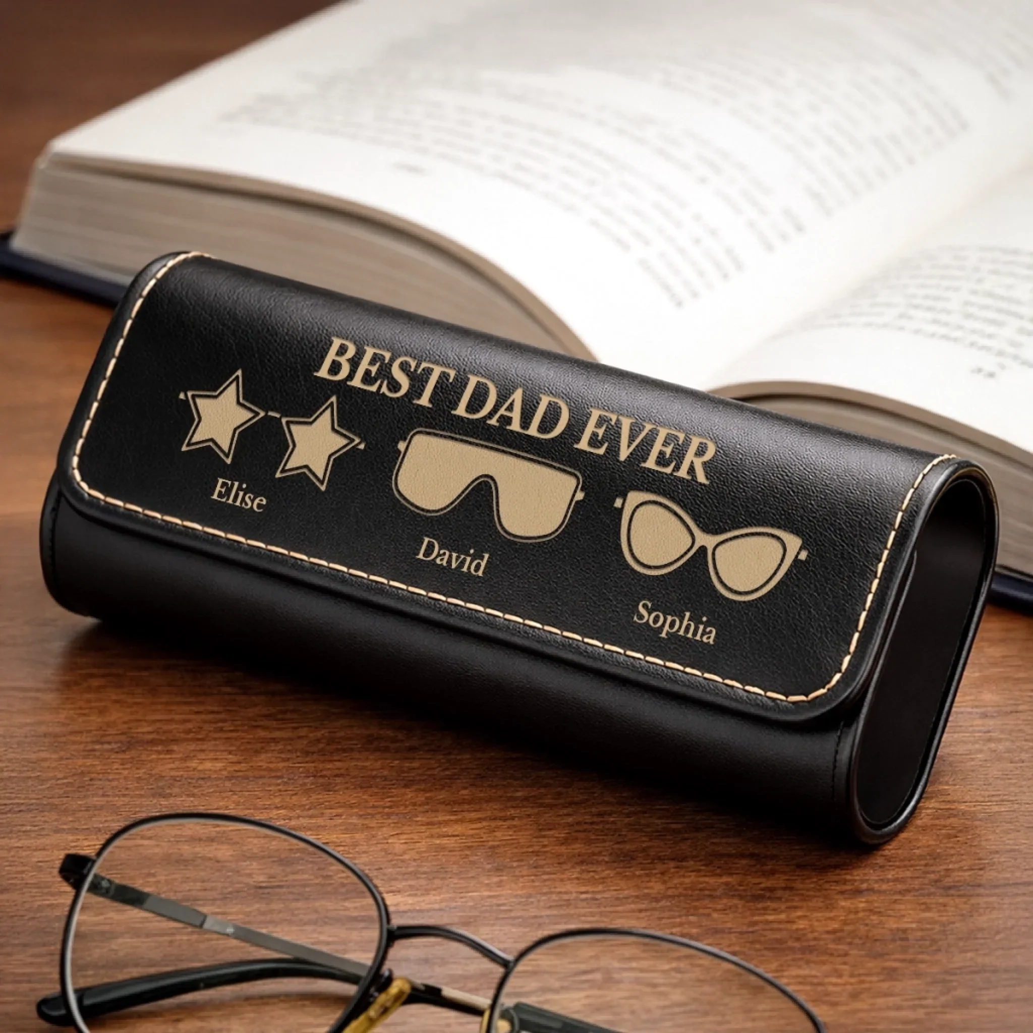 Custom PU Leather Eyeglass Case - Personalized Father's Day Birthday Gifts For Dad, Grandpa - Cool Dad Club - Image 2