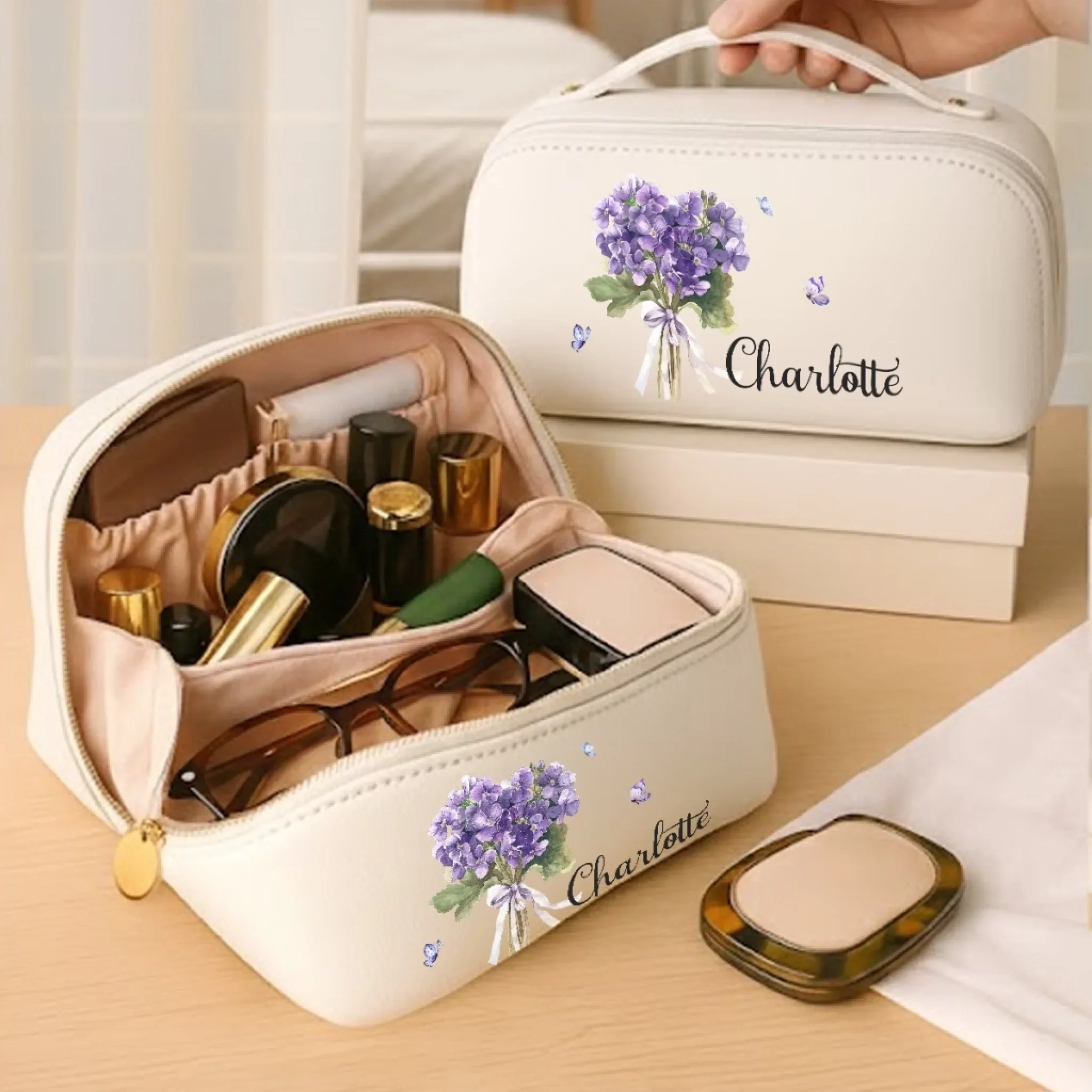 Custom PU Leather Travel Toiletry Bag - Personalized Birthday Gifts For Women, Besties, Sisters, BFF, Yourself - Love The Person You Are - Image 7