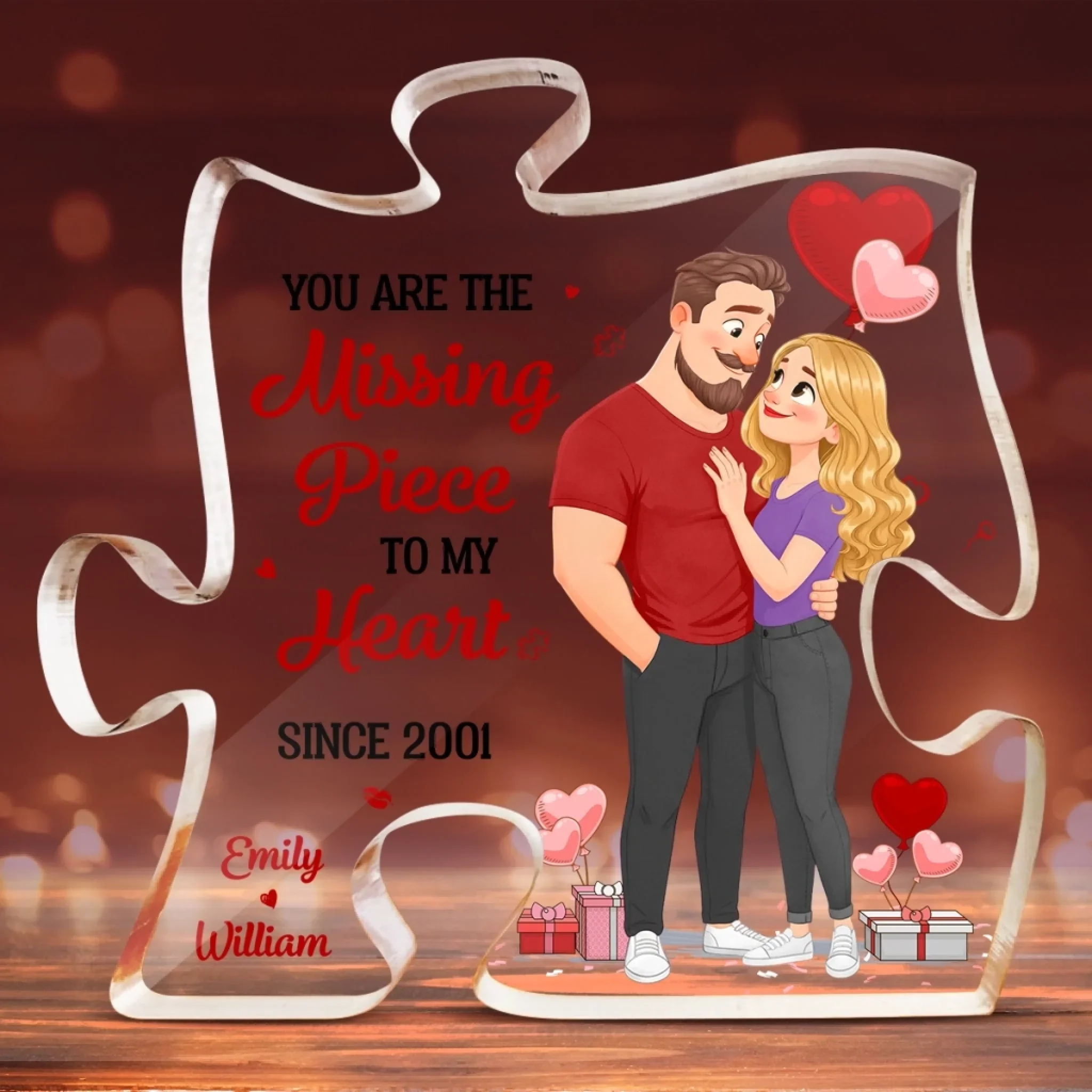 Custom Puzzle Shaped Acrylic Plaque - Personalized Anniversary Wedding Gifts For Husband And Wife, Him And Her - Love Grows Where We Are - Image 5