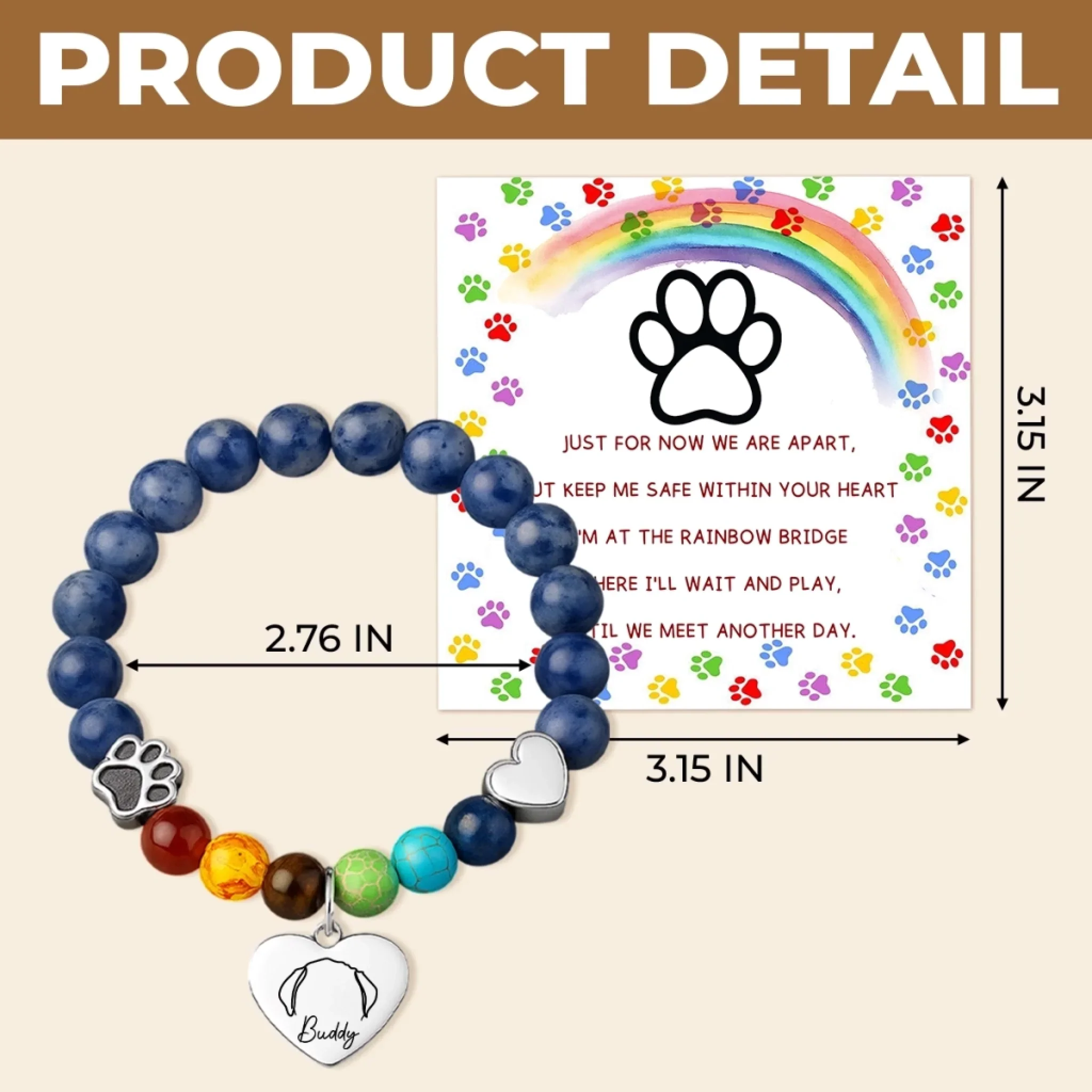 Custom Rainbow Bridge Bracelet - Personalized Pet Memorial Gifts For Dogs And Cats - Waiting At The Rainbow Bridge - Image 7