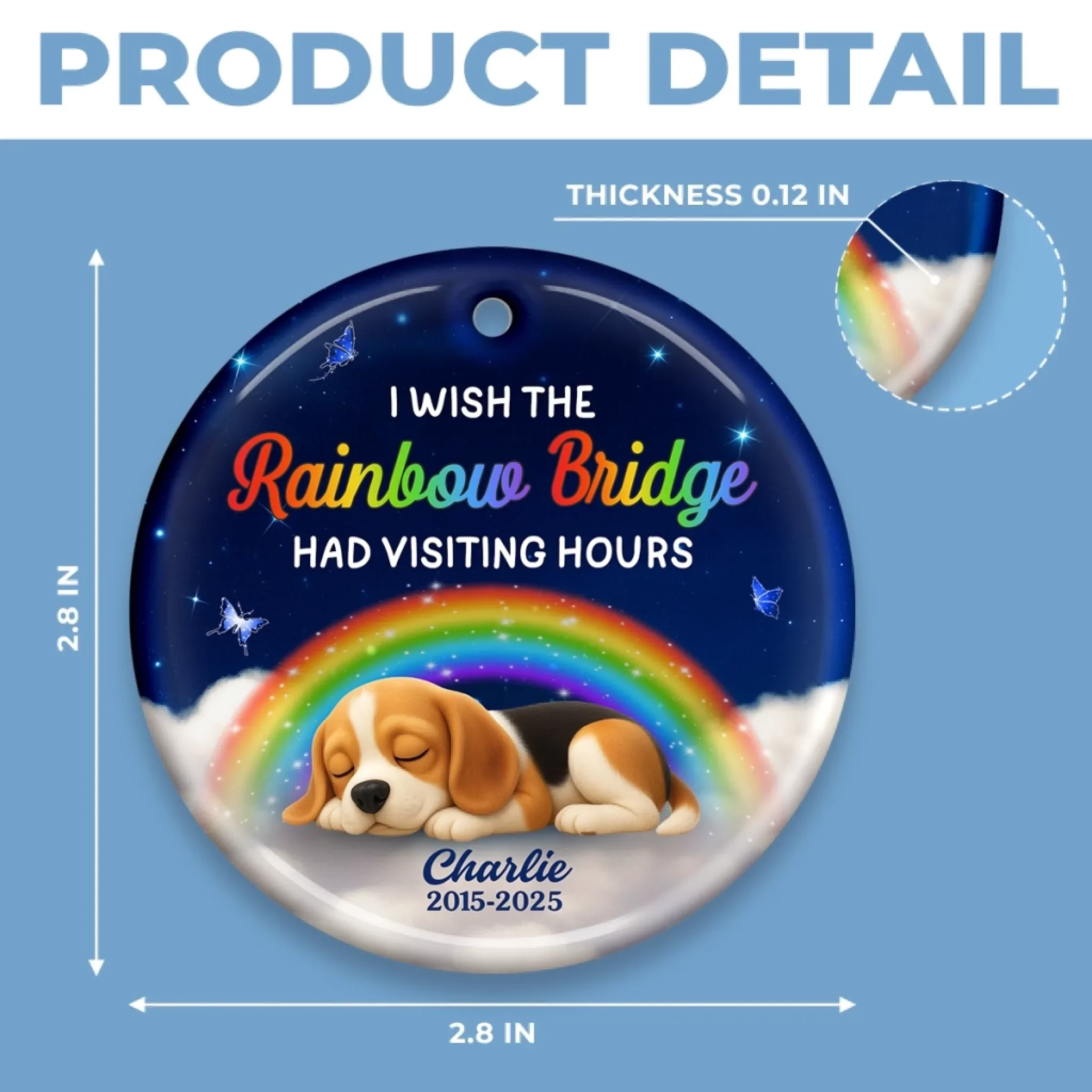 Custom Rainbow Bridge Ceramic Ornament - Personalized Pet Christmas Memorial Sympathy Gifts For Dogs - Tail Wags In Heaven - Image 5