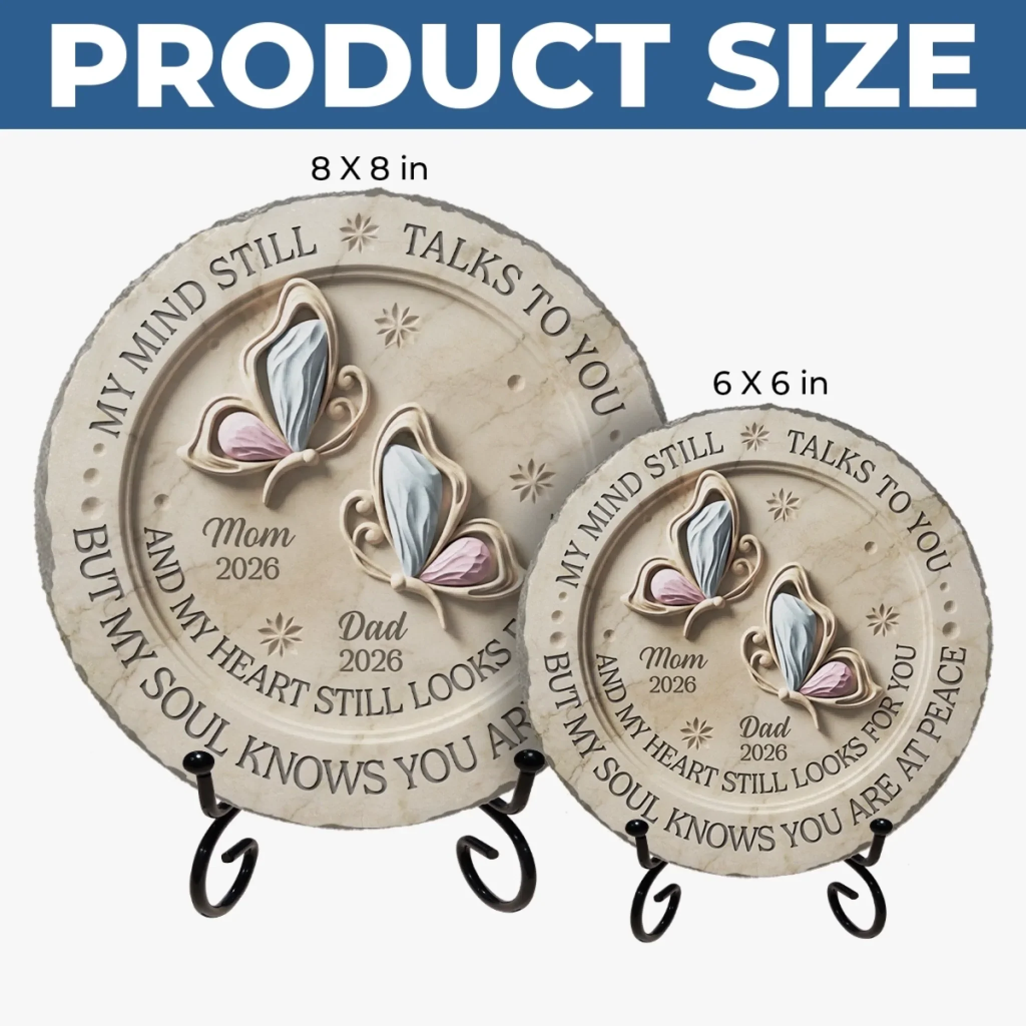Custom Round Shaped Stone With Stand - Personalized Memorial Sympathy Gifts For Loss Of Mom, Dad - Peace Beyond Words - Image 5