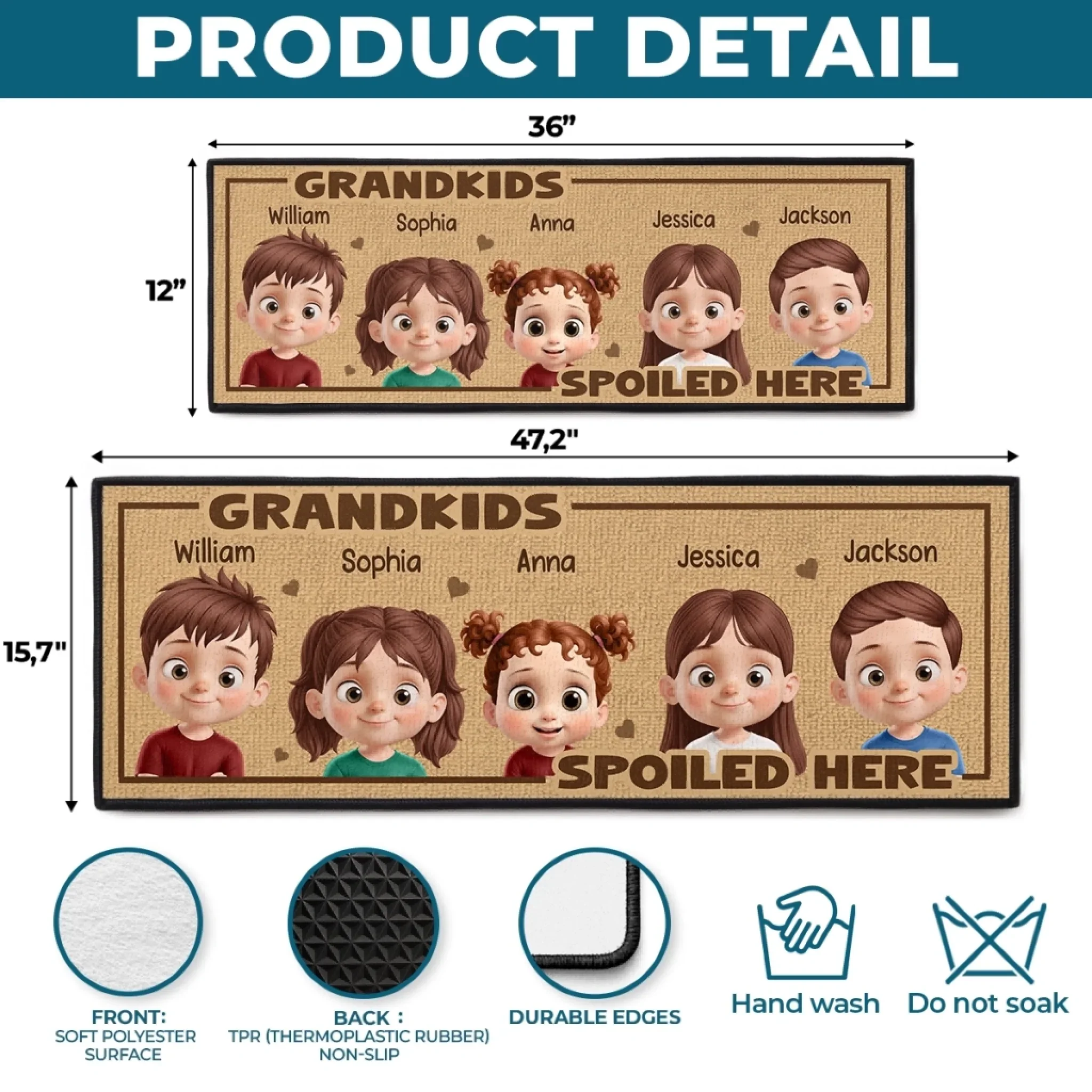 Custom Runner Rug - Personalized Birthday Gifts For Grandpa, Grandma - Small Feet, Big Love, Happy home - Image 4