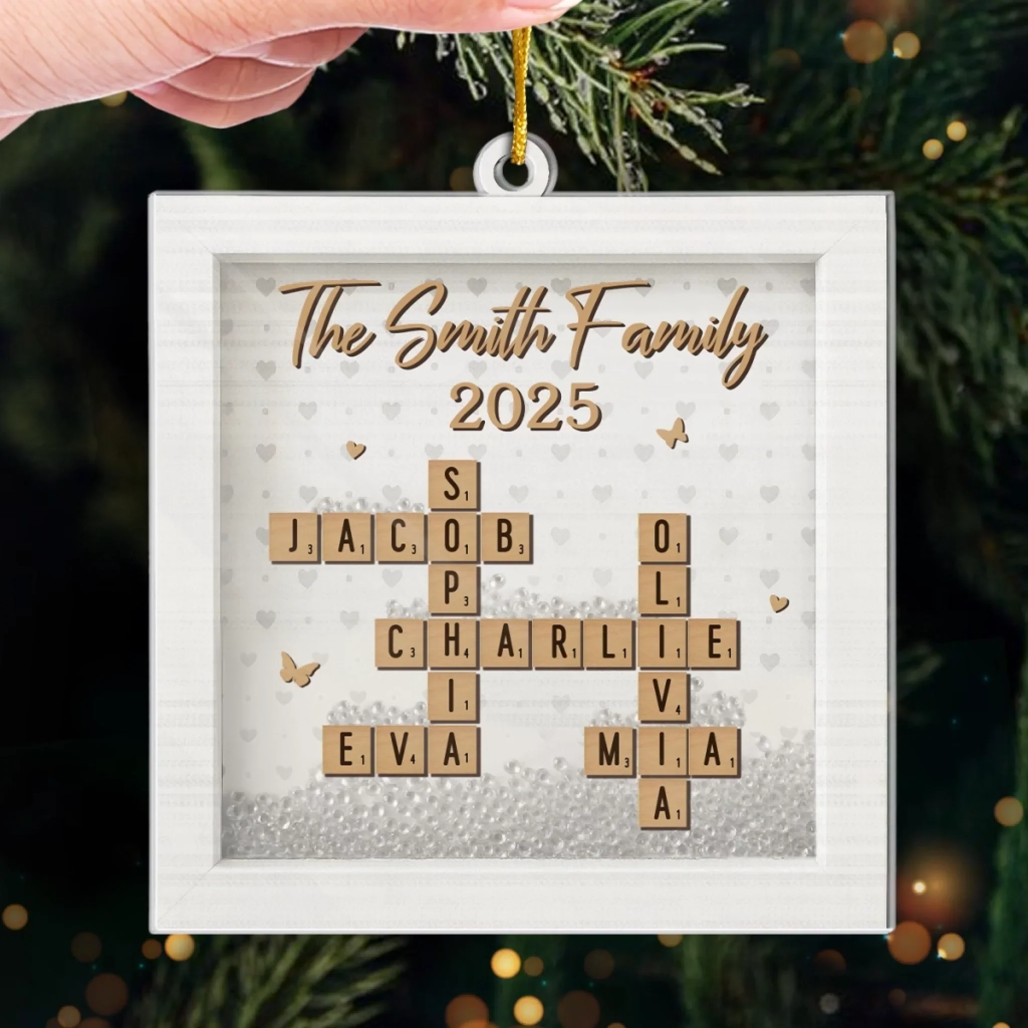 Custom Scrabble Acrylic Ornament - Personalized Christmas Birthday Gifts For Mom, Dad, Brother, Sister, Kids - Cherished Moments Shine The Brightest - Image 4