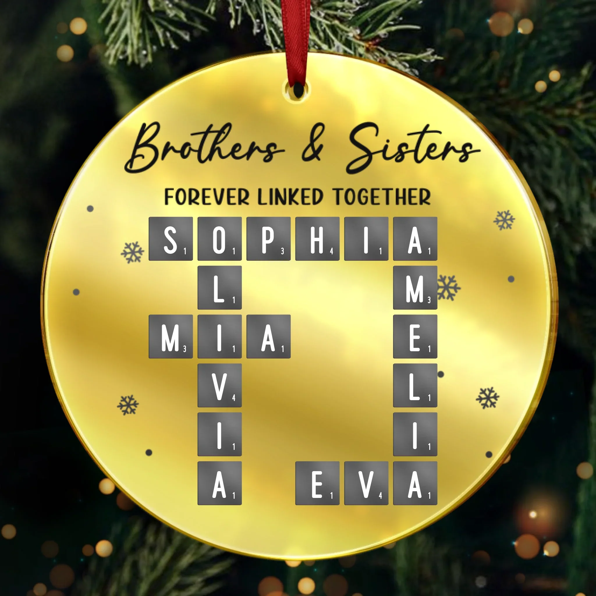 Custom Scrabble Mirrored Acrylic Ornament - Personalized Christmas Birthday Gifts For Brother, Sister - You Complete My Word - Image 3