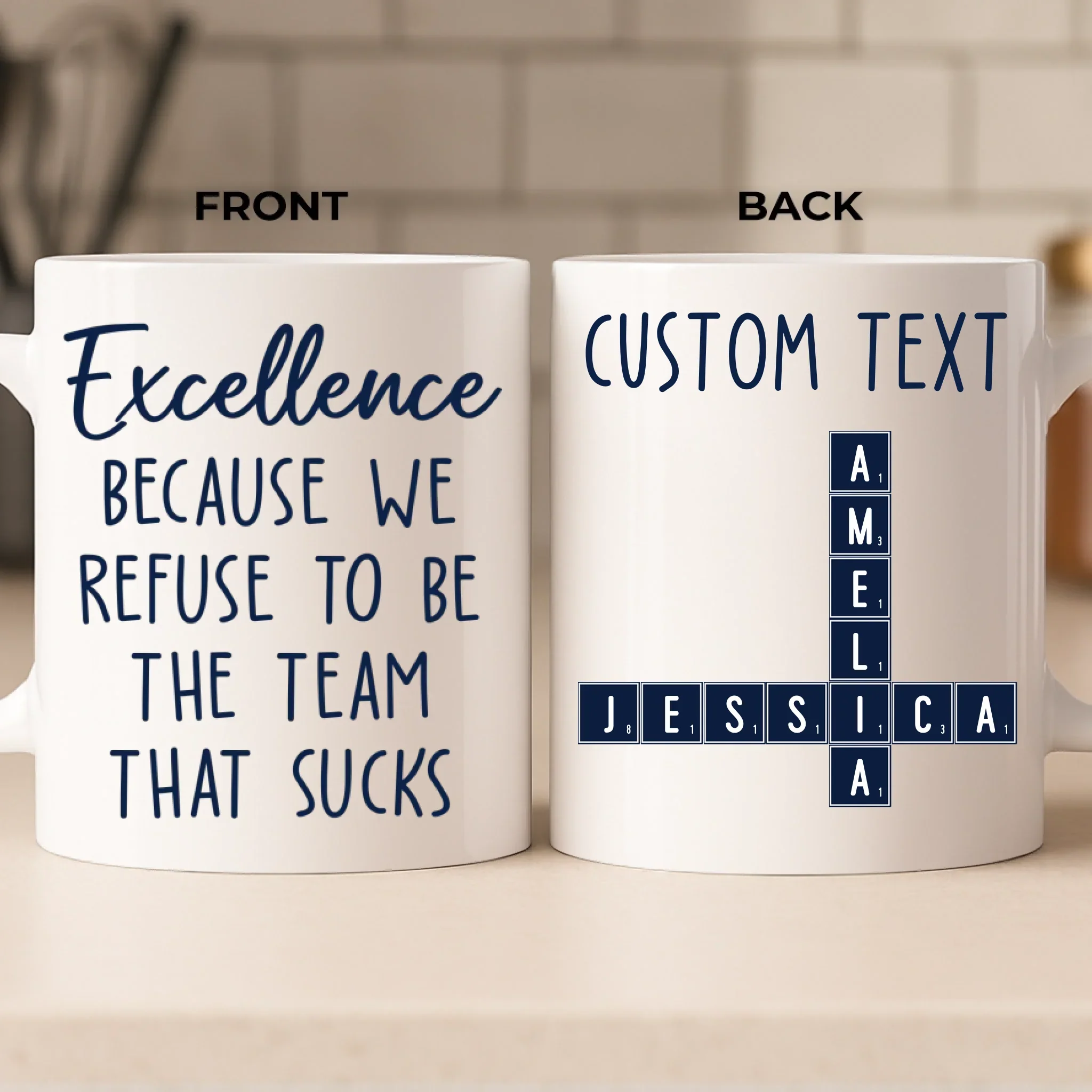 Custom Scrabble Mug - Personalized Birthday Gifts For Coworker, Work Bestie - Building Great Days Together Here - Image 2