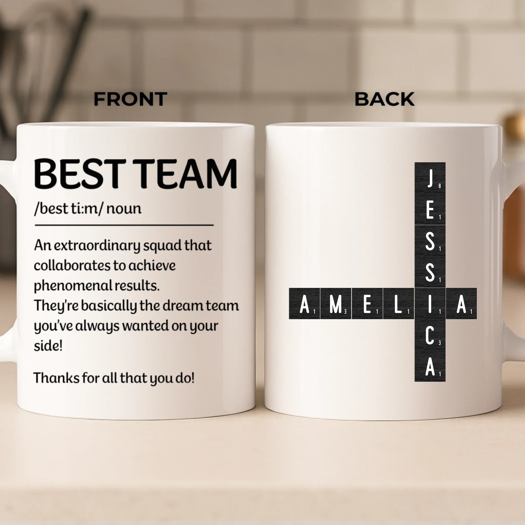 Custom Scrabble Mug - Personalized Birthday Gifts For Coworker, Work Bestie - Workdays Are Better With You - Image 2