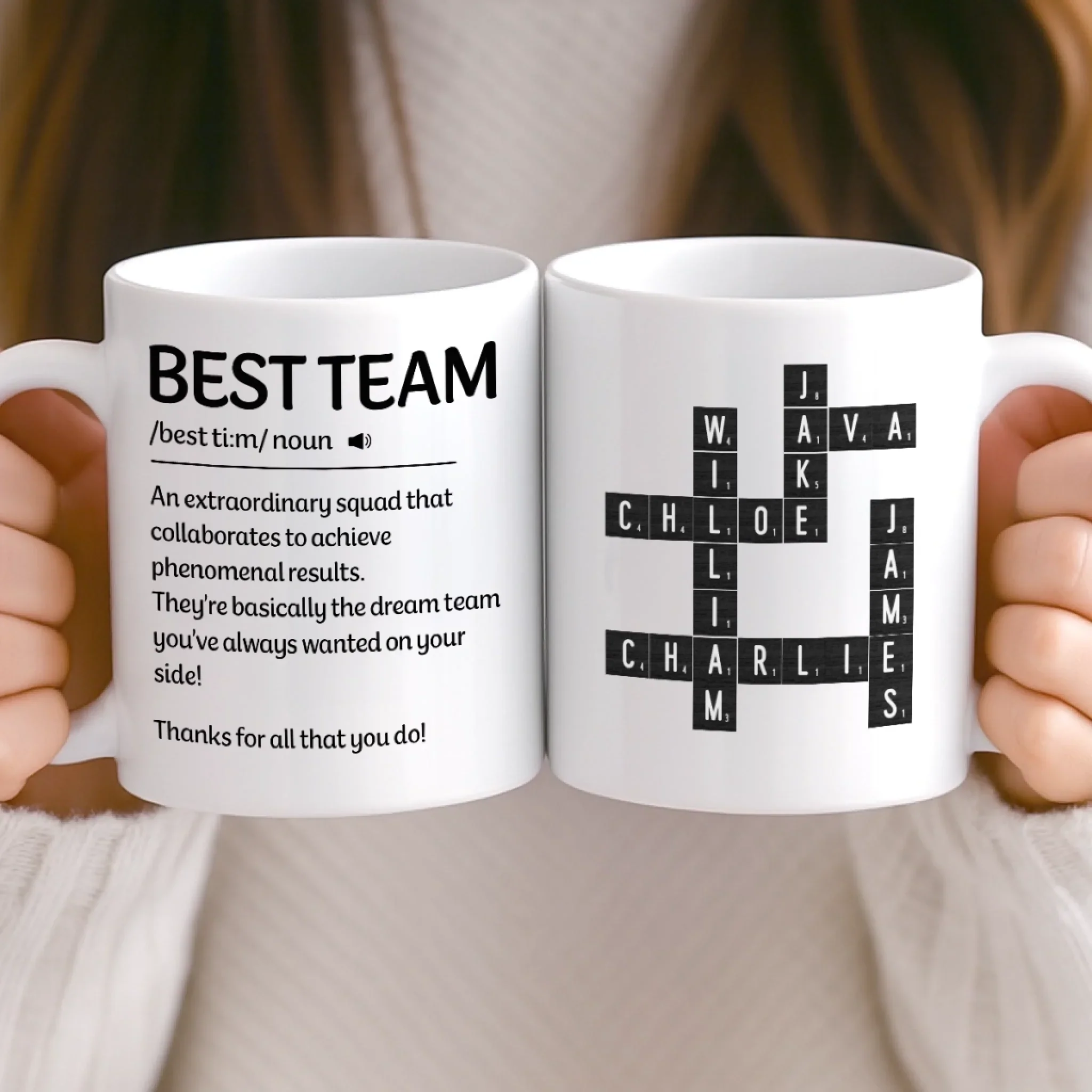 Custom Scrabble Mug - Personalized Birthday Gifts For Coworker, Work Bestie - Workdays Are Better With You - Image 4